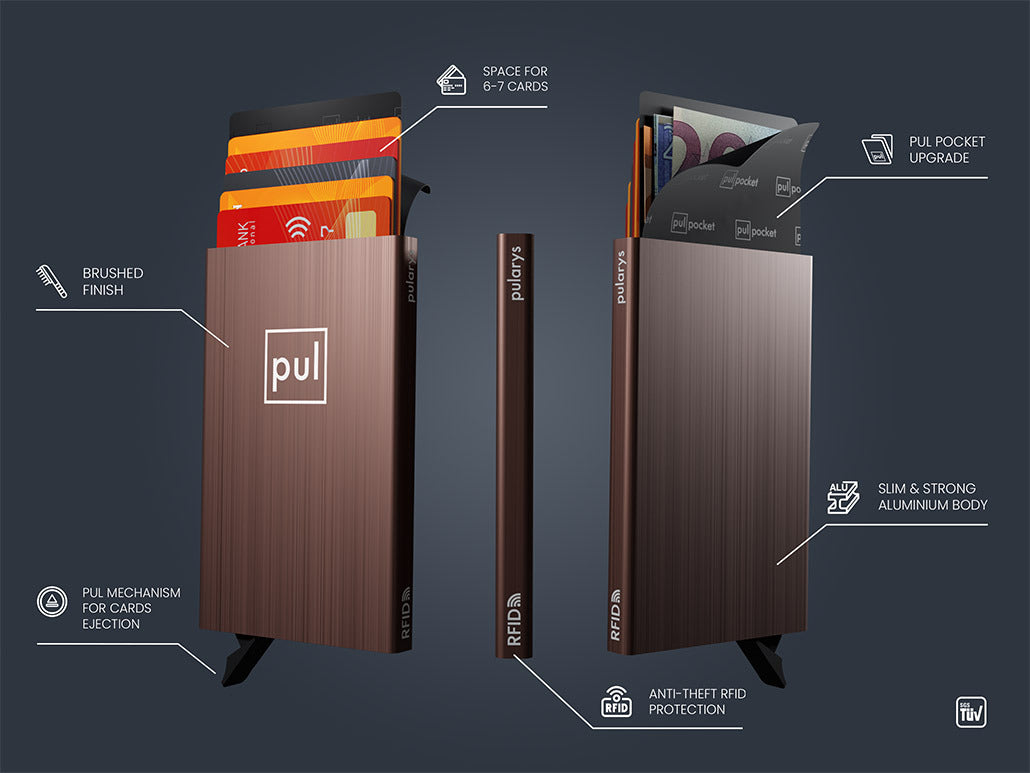 Pularys Zen Credit Card Holder - Brushed Aluminum #color_Brown