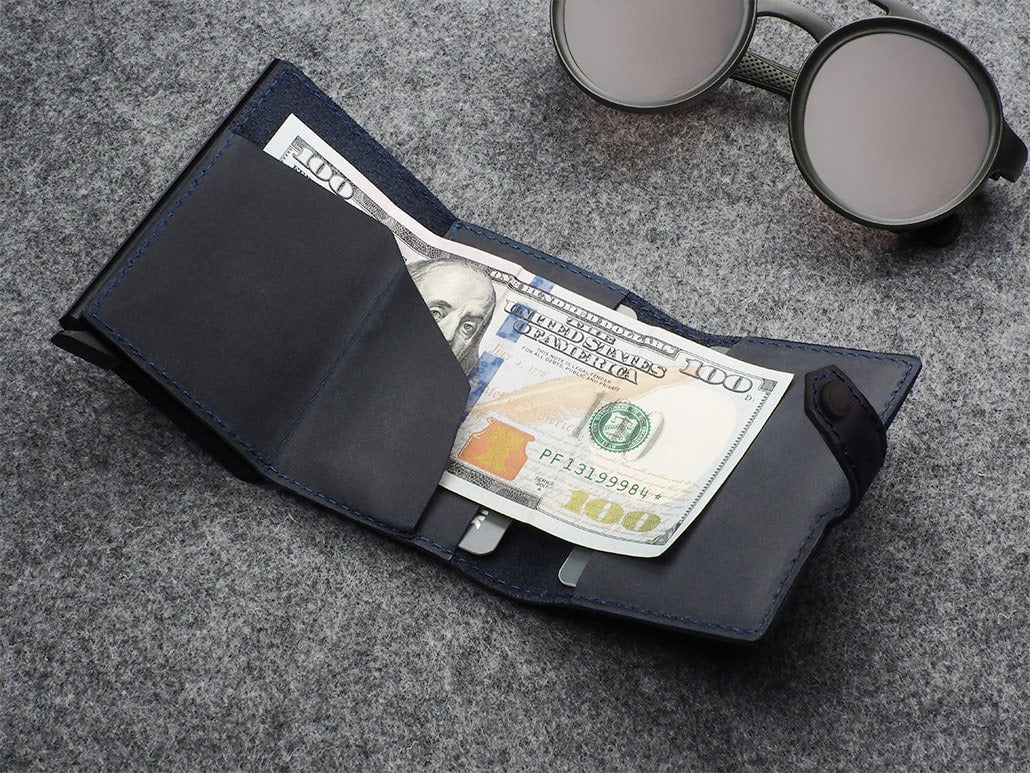 Pularys Hiker Wallet - Hunter Leather #color_Navy