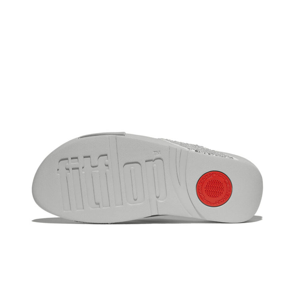 Fitflop Lulu Crystal-Mix Metallic Cross Slides #color_Silver