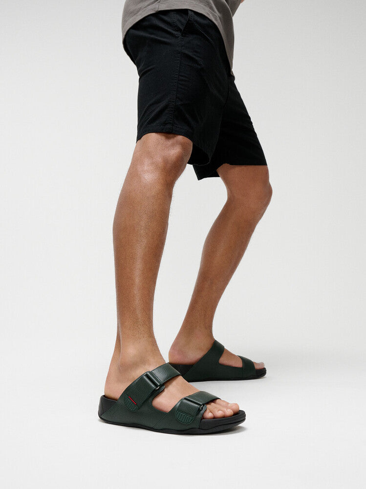 Fitflop Gogh Moc Slide-In Leather sandals #color_Deep Green