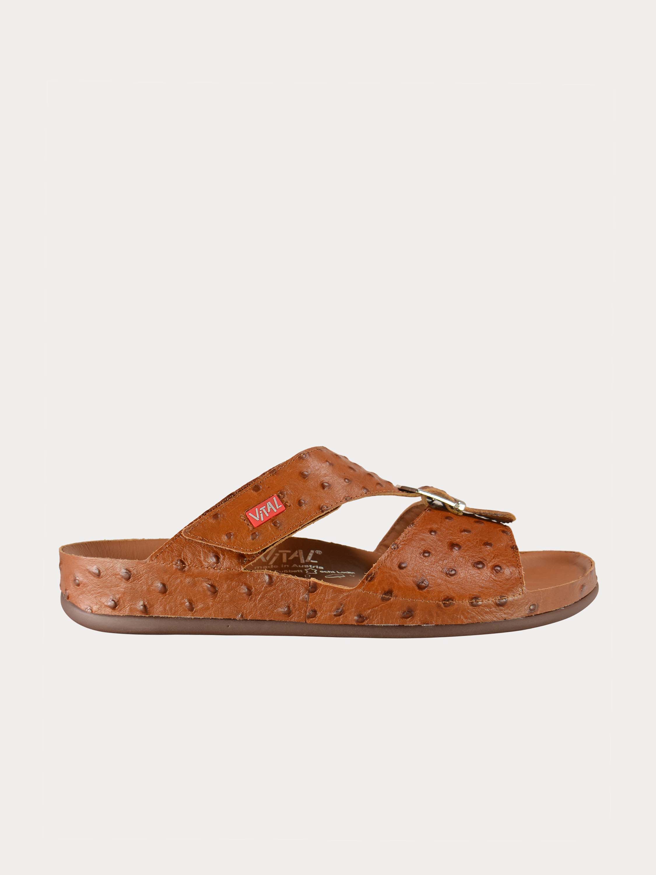 Vital 09058 Men's Buckle Slider Sandals #color_Brown