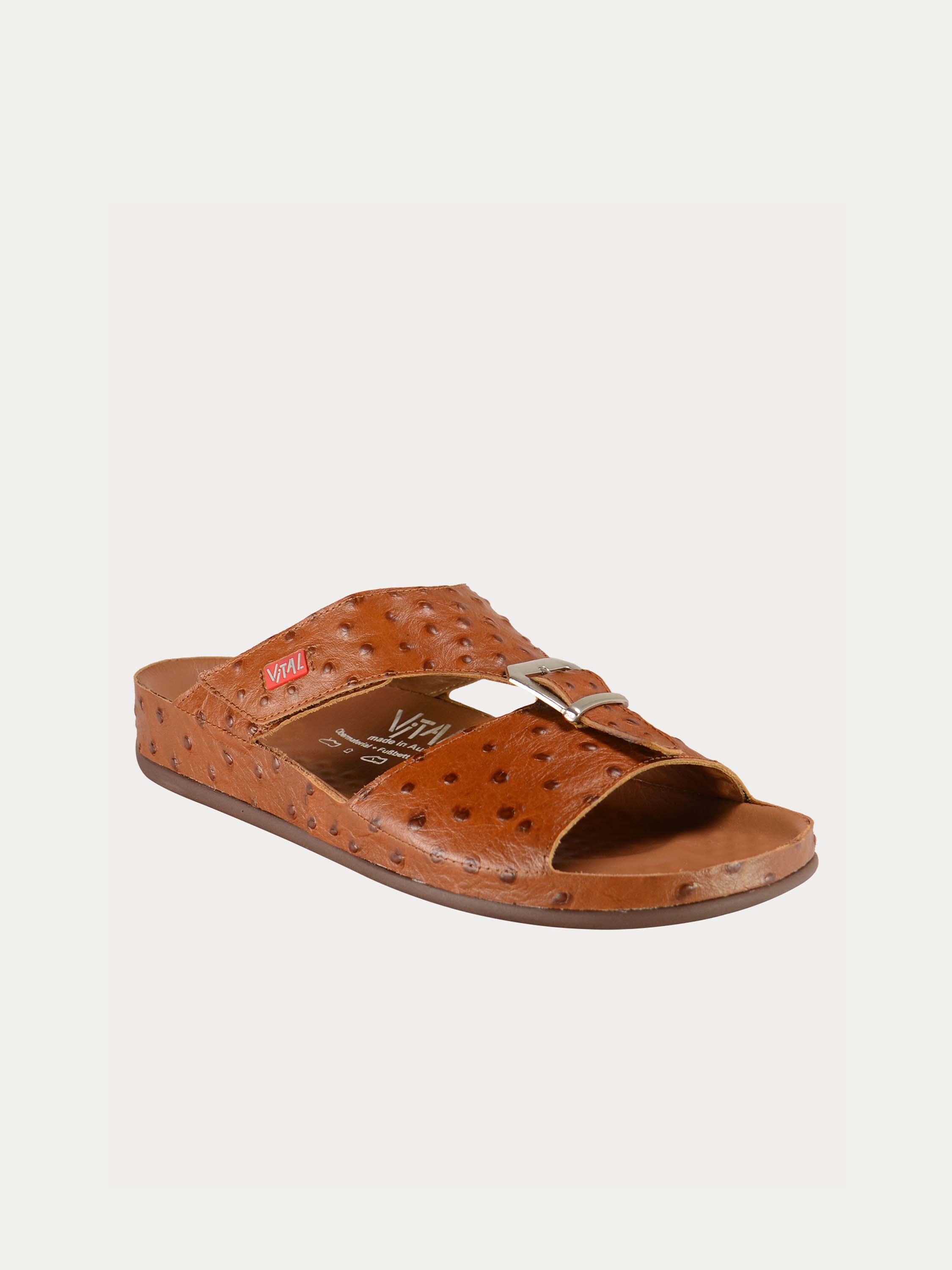 Vital 09058 Men's Buckle Slider Sandals #color_Brown