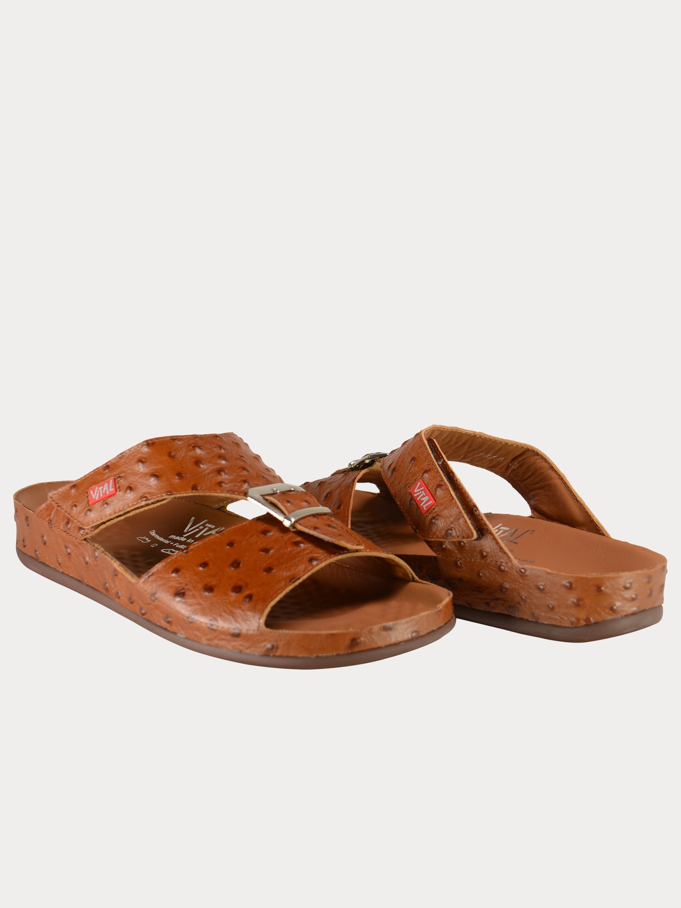 Vital 09058 Men's Buckle Slider Sandals #color_Brown