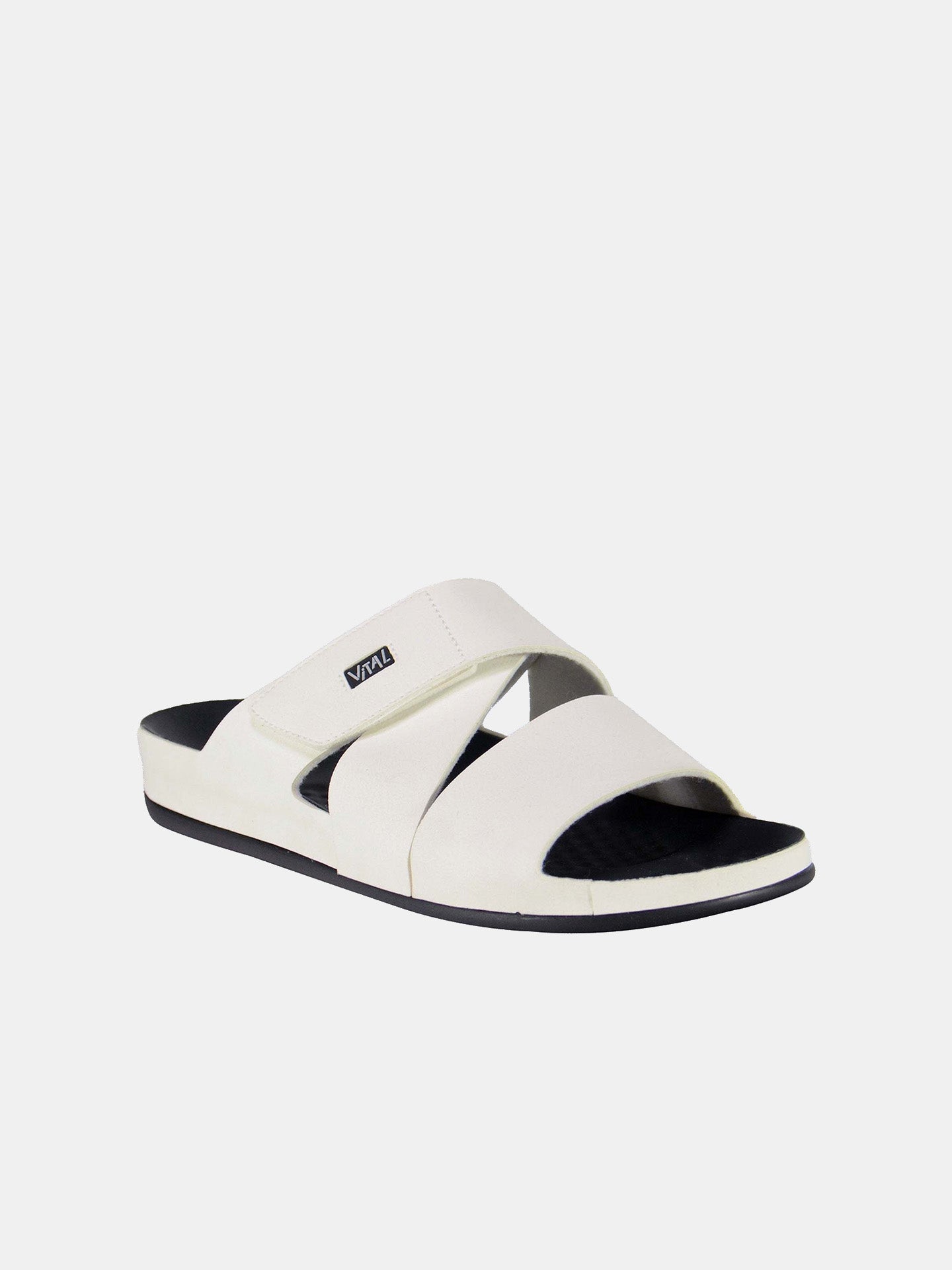 Vital Men's Cross Strap Leather Sandals #color_White