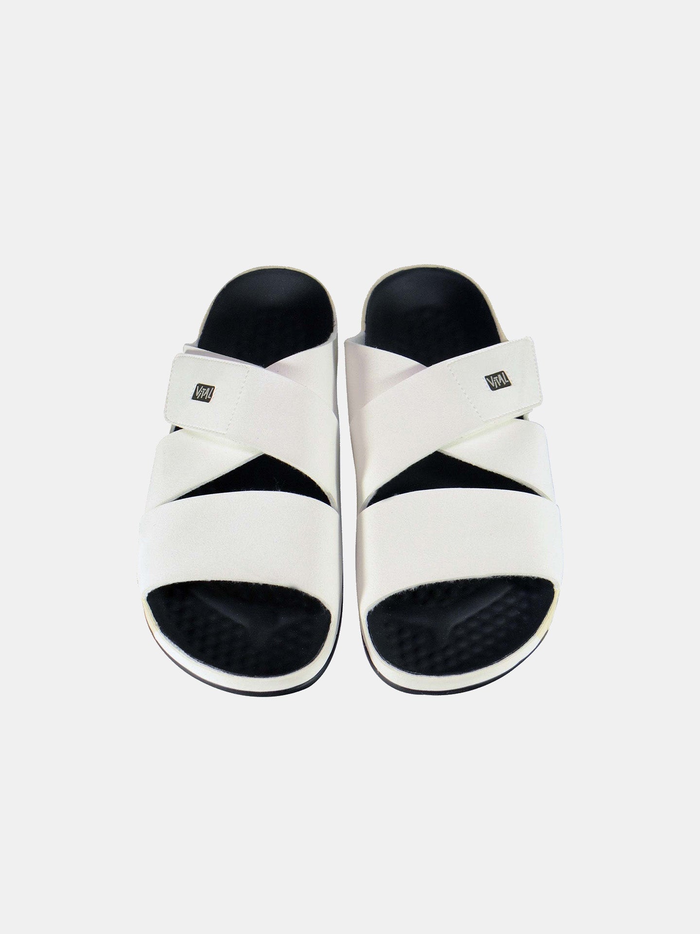 Vital Men's Cross Strap Leather Sandals #color_White
