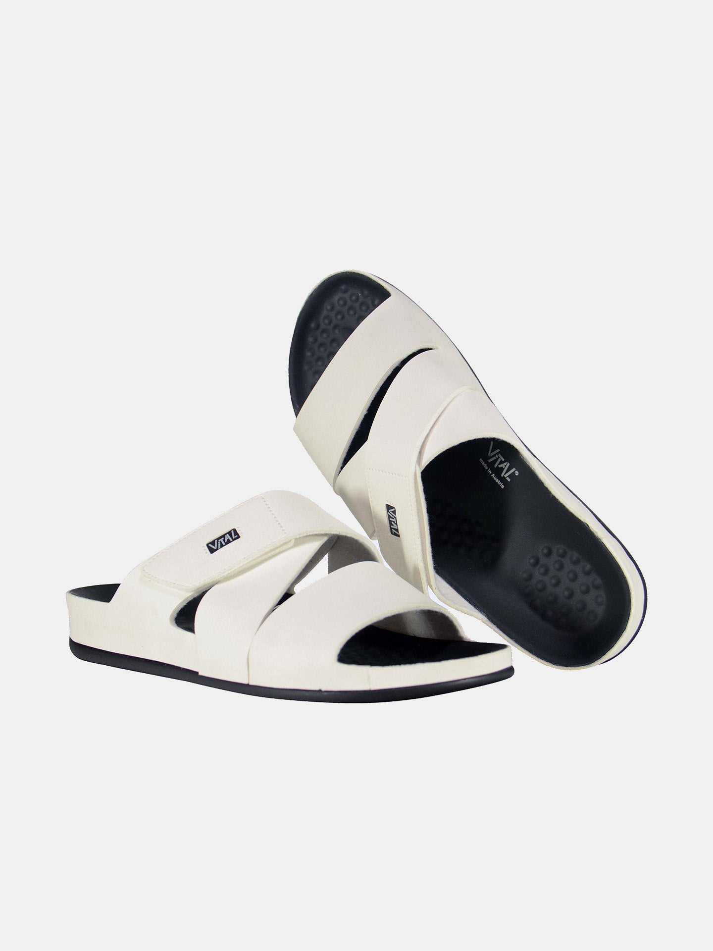 Vital Men's Cross Strap Leather Sandals #color_White