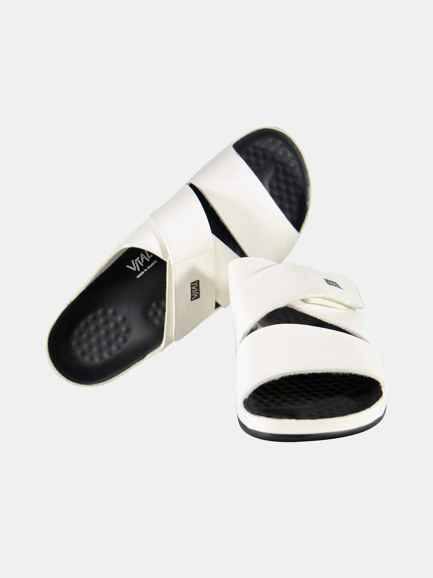 Vital Men's Cross Strap Leather Sandals #color_White