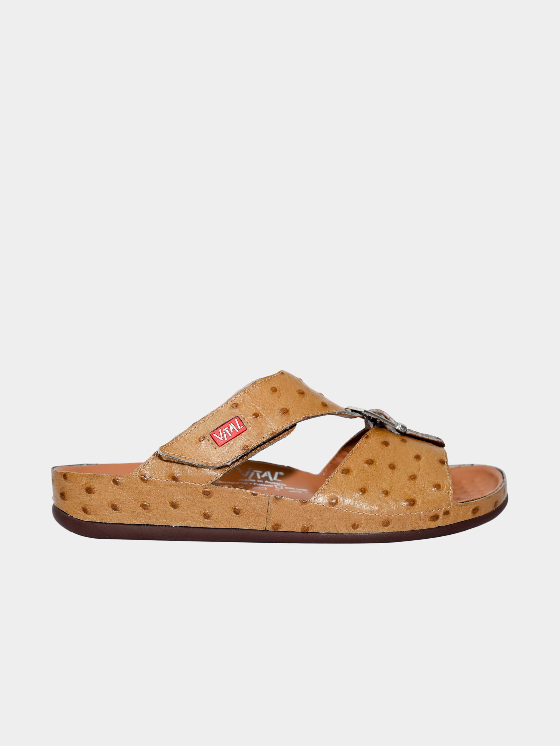 Vital 09058 Men's Buckle Slider Sandals #color_Beige