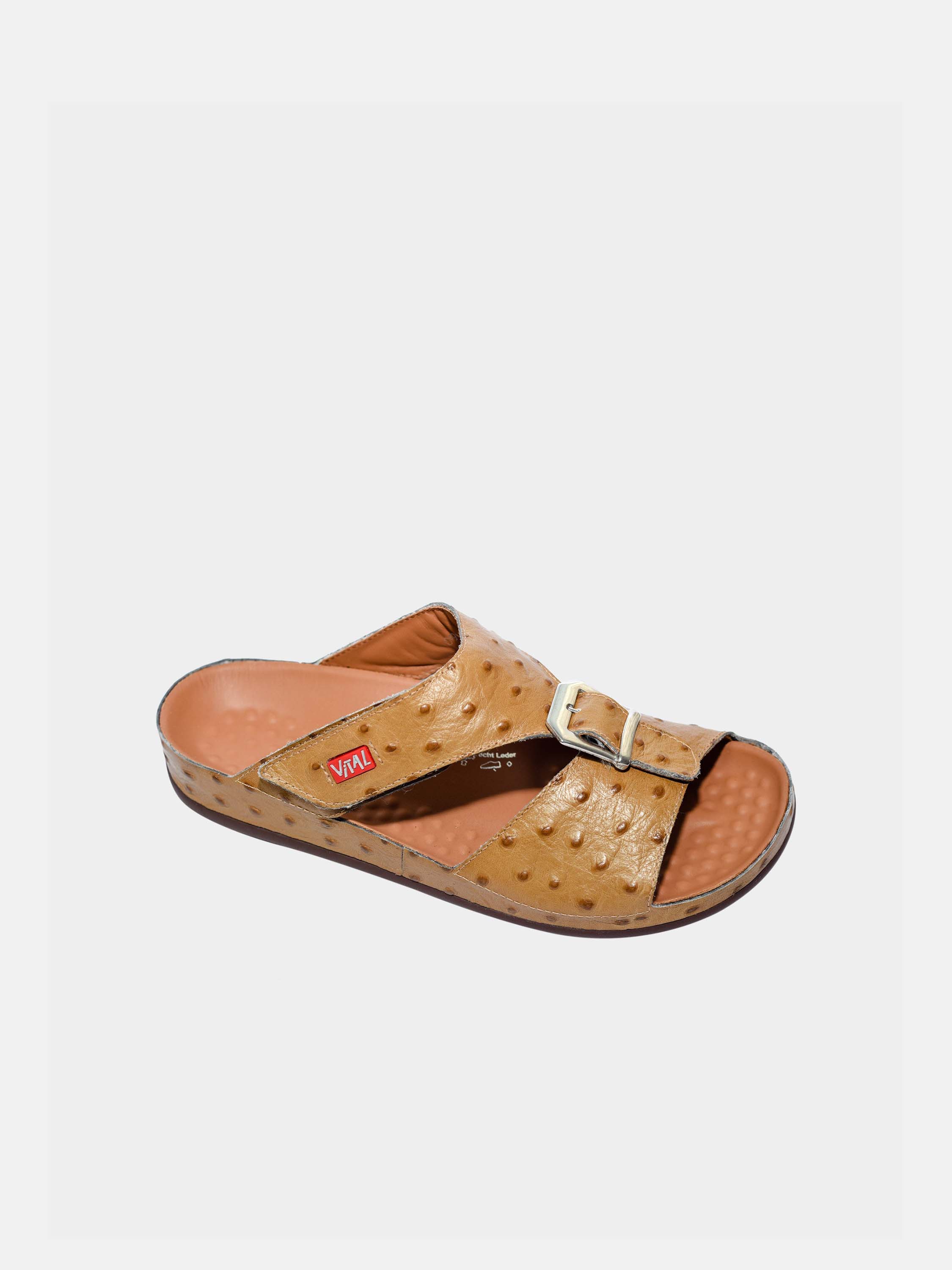Vital 09058 Men's Buckle Slider Sandals #color_Beige