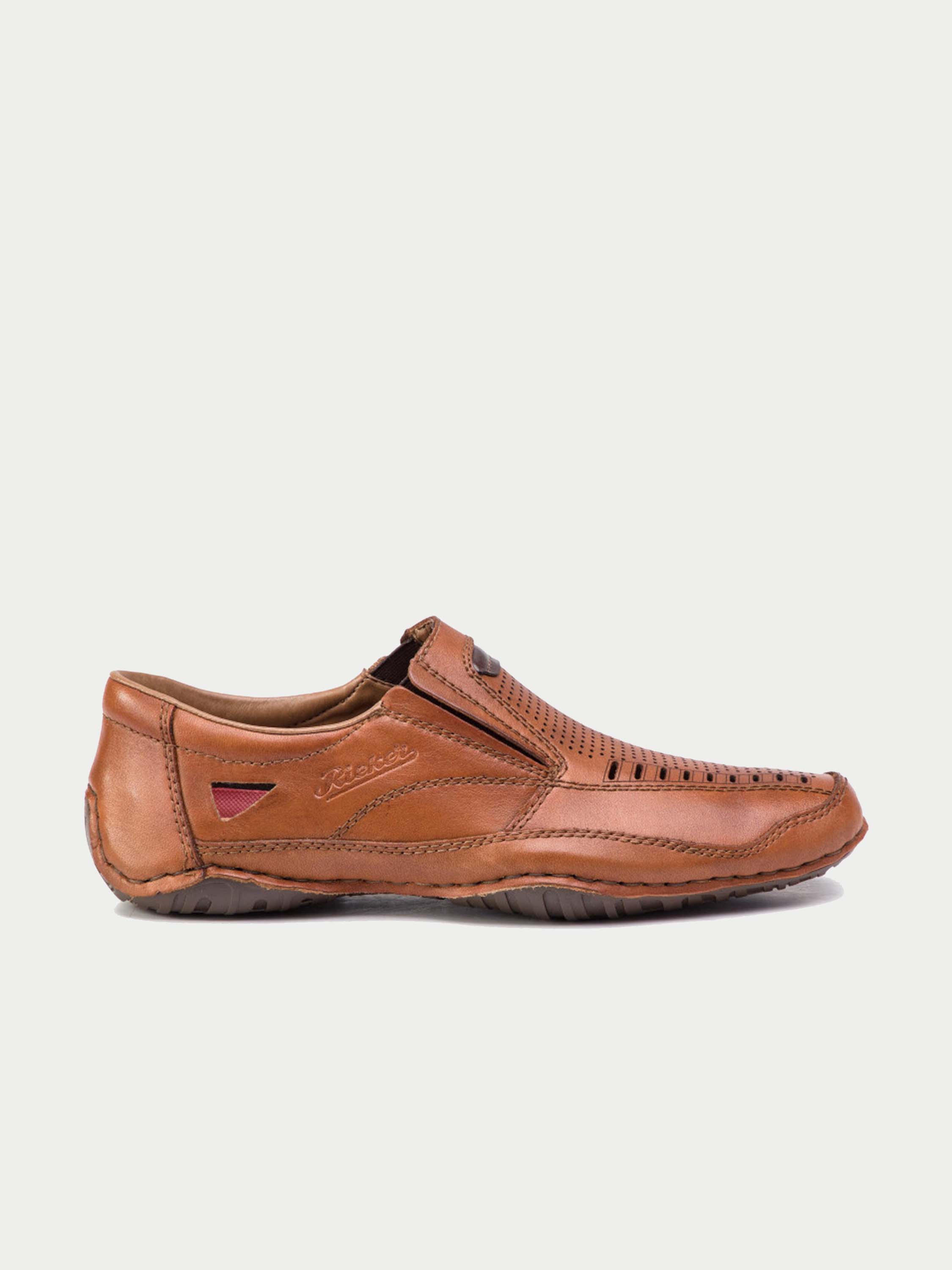 Rieker 06356 Men's Braun 1 Slip On Leather Shoes #color_Brown