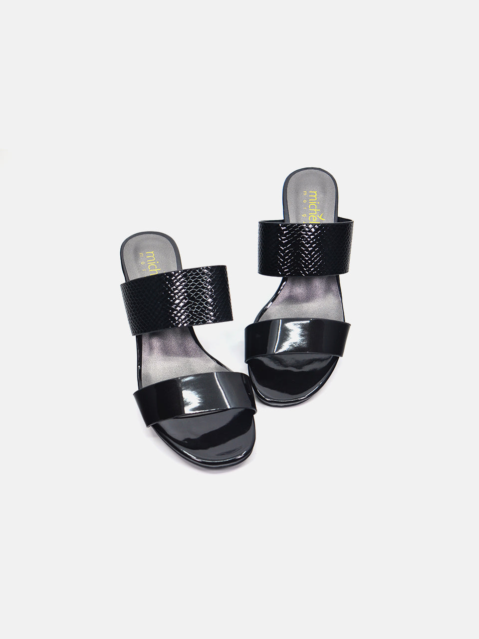 Michelle Morgan 914RJ192 Women's Checked Patent Heeled Sandals #color_Black