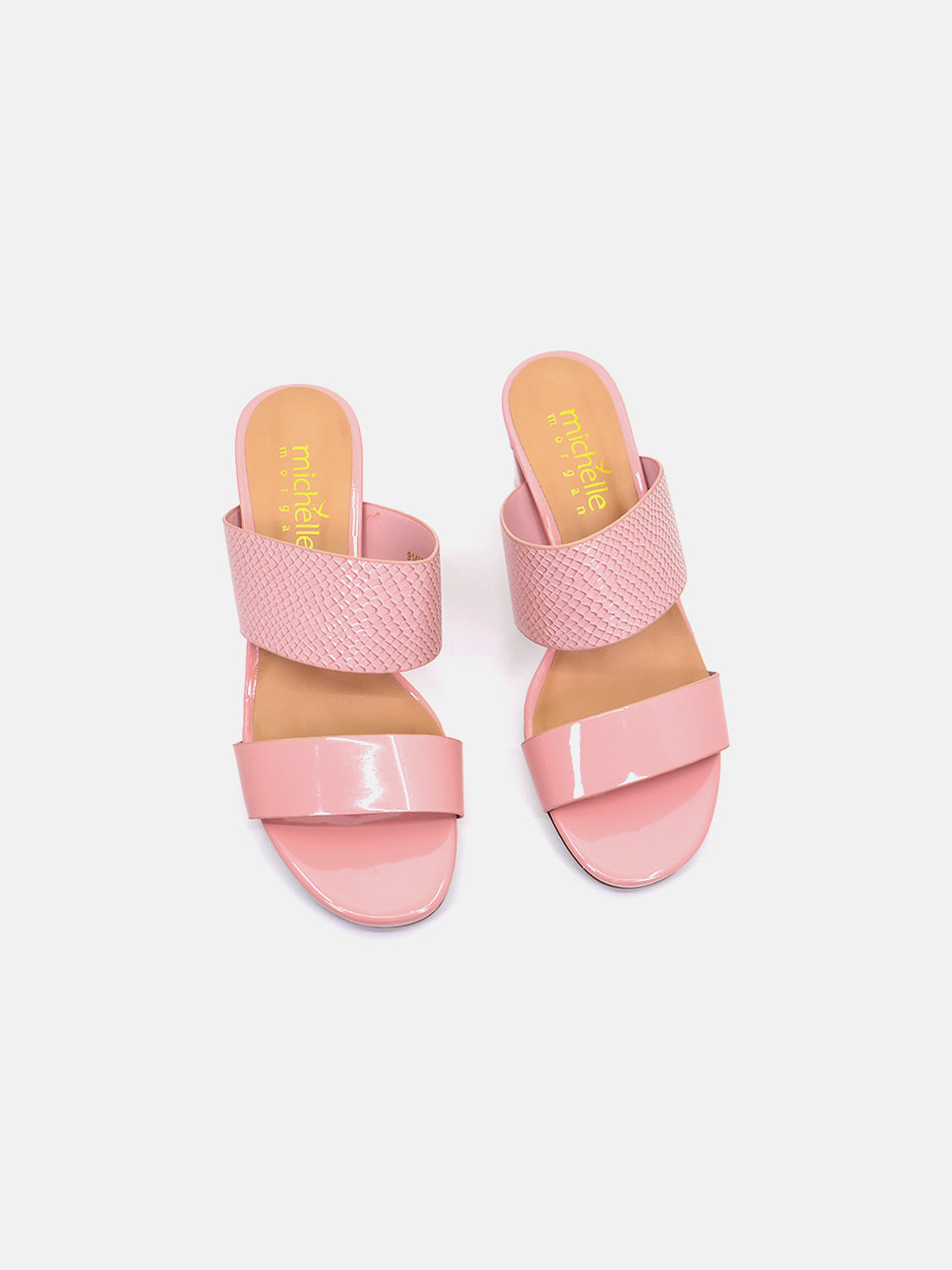 Michelle Morgan 914RJ192 Women's Checked Patent Heeled Sandals #color_Pink