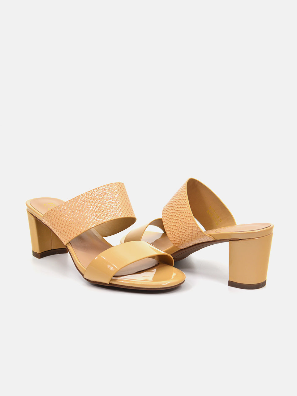 Michelle Morgan 914RJ192 Women's Checked Patent Heeled Sandals #color_Beige