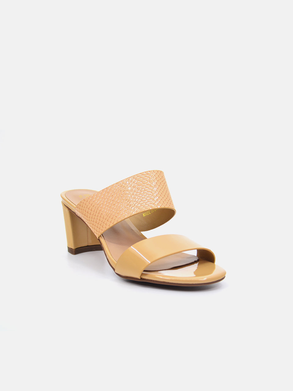 Michelle Morgan 914RJ192 Women's Checked Patent Heeled Sandals #color_Beige