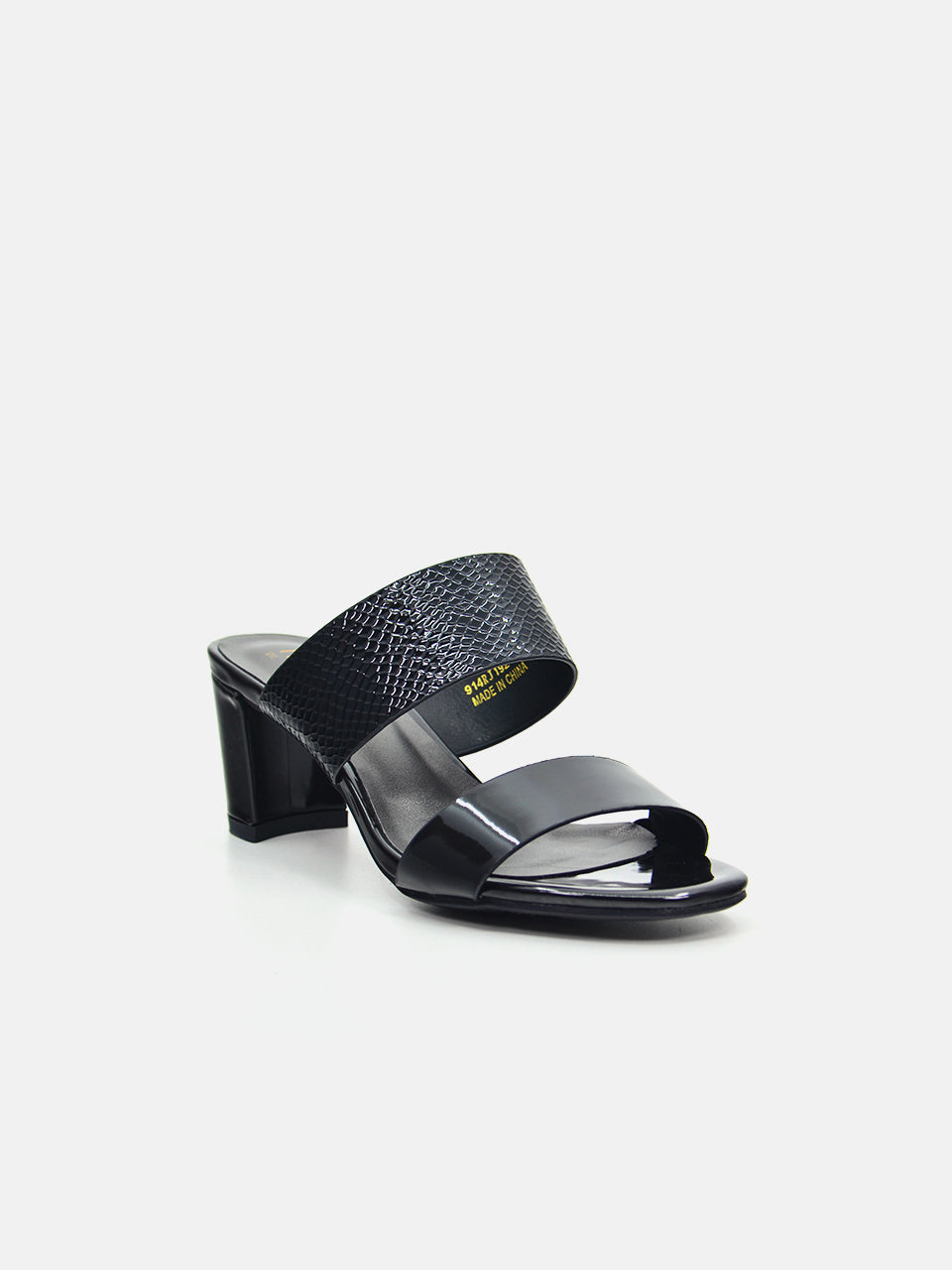 Michelle Morgan 914RJ192 Women's Checked Patent Heeled Sandals #color_Black