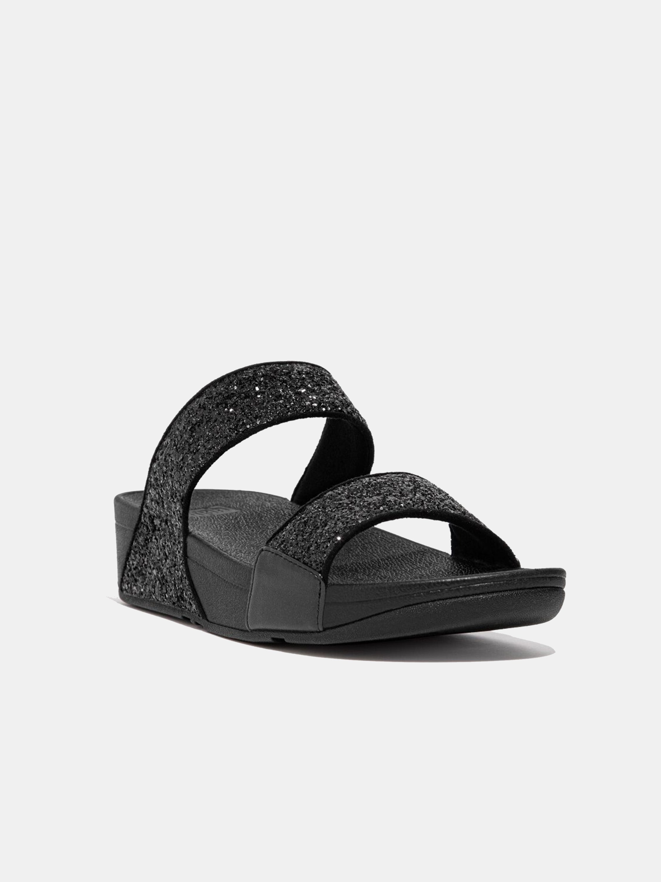 FitFlop Lulu Women's Glitter Slides #color_Black