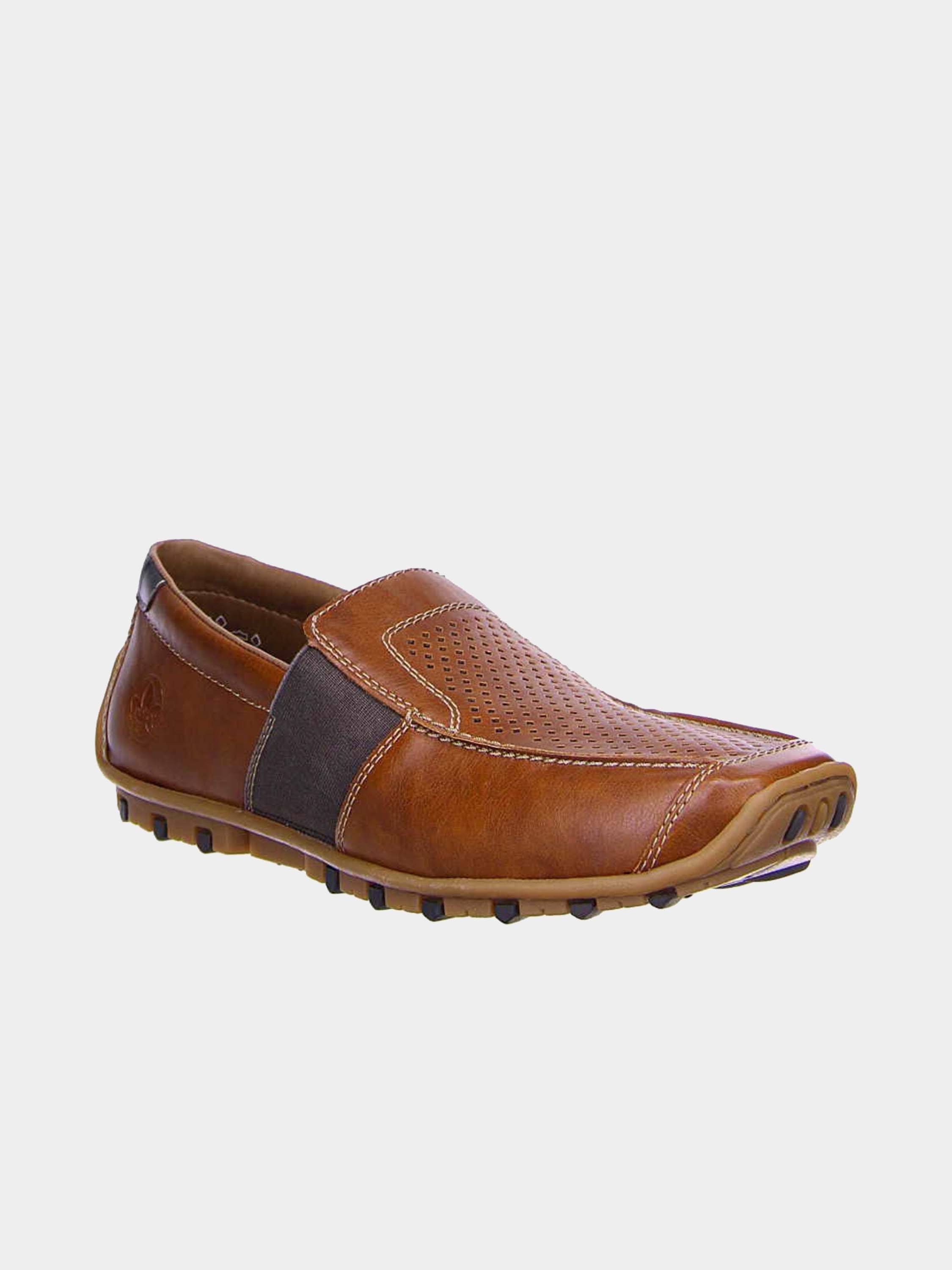 Rieker 08965 Men's Slip-On Brown Loafers #color_Brown