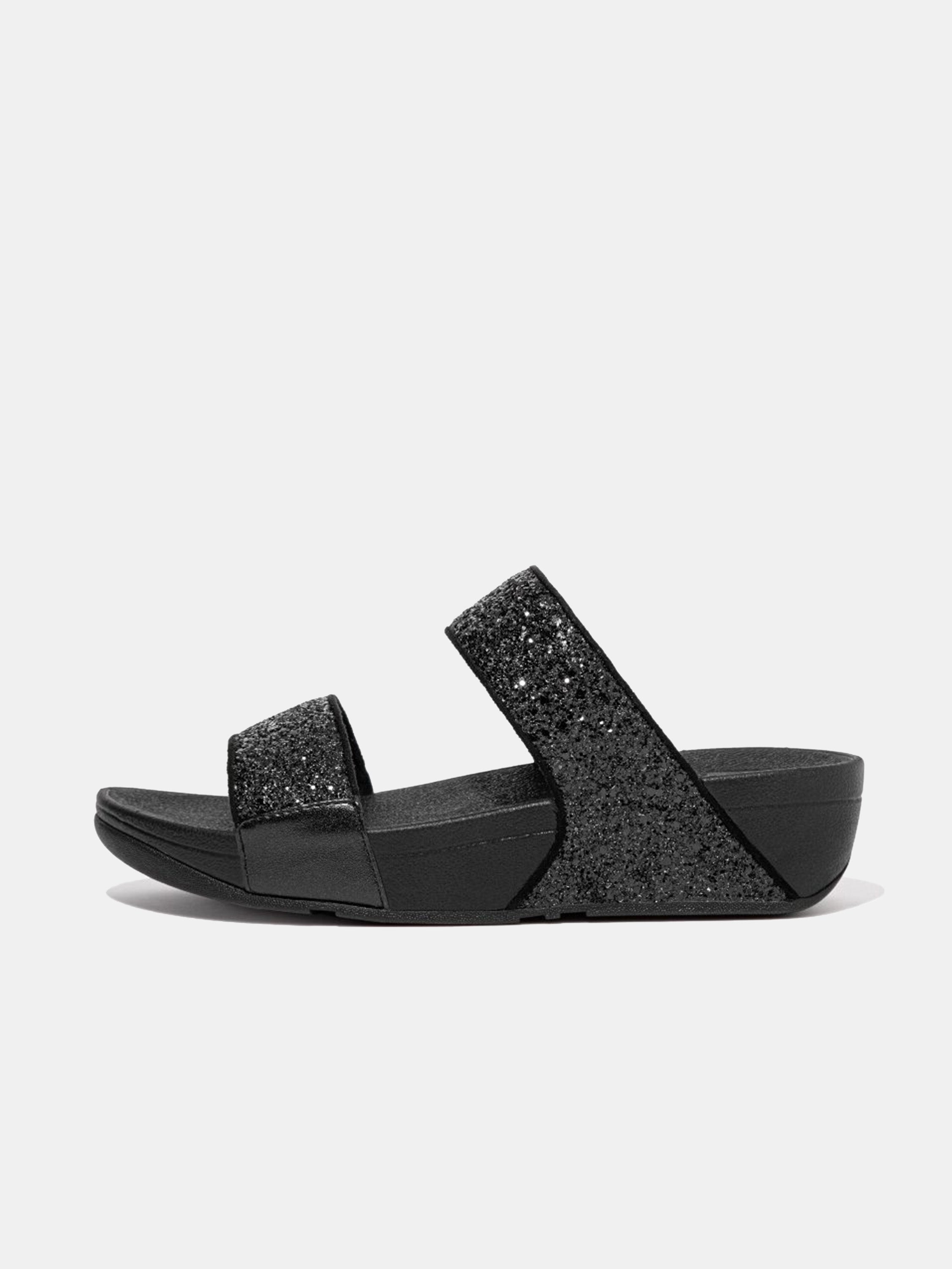 FitFlop Lulu Women's Glitter Slides #color_Black