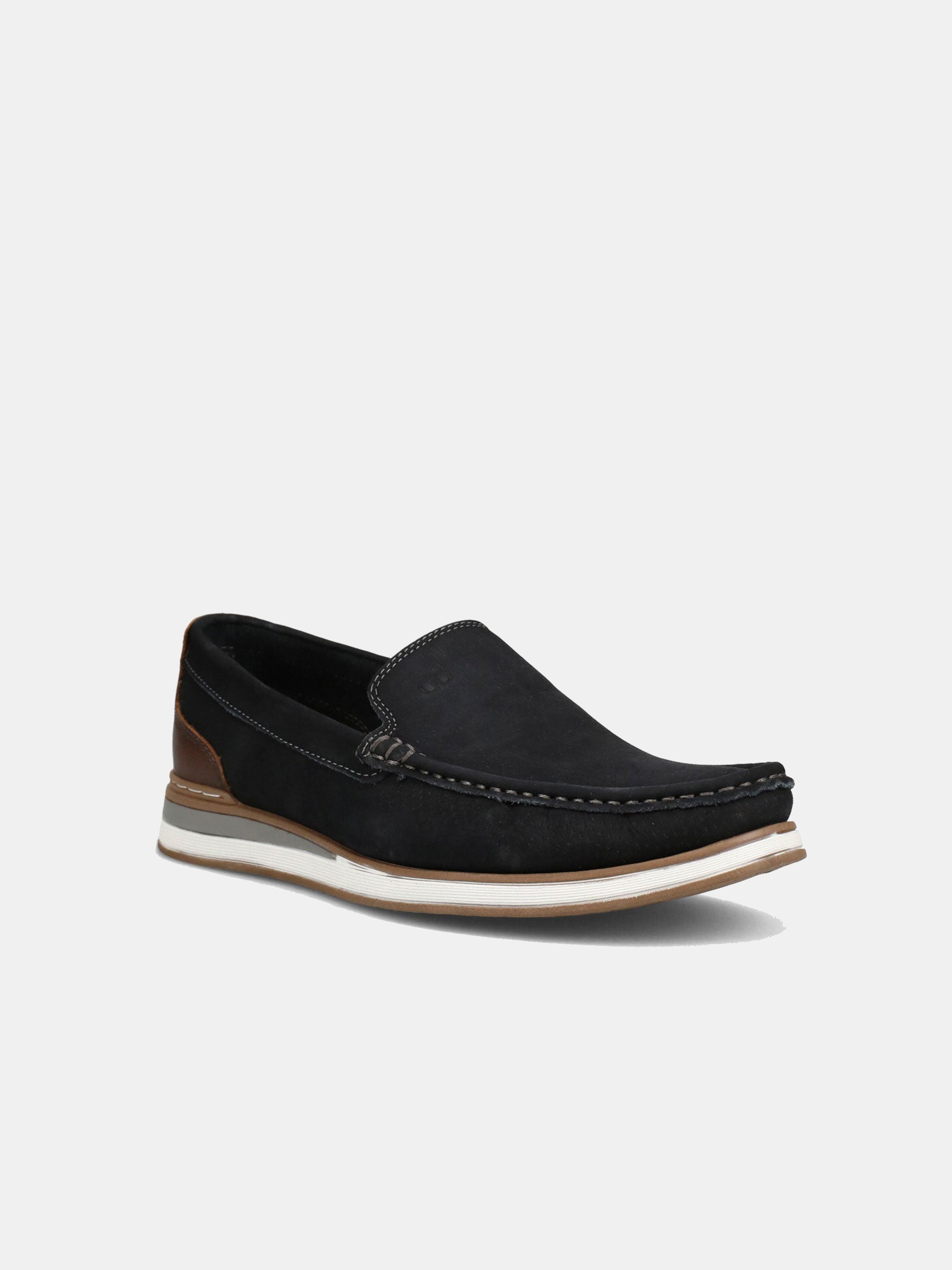 Democrata Men's Denim Flow Moccasin Loafers #color_Navy