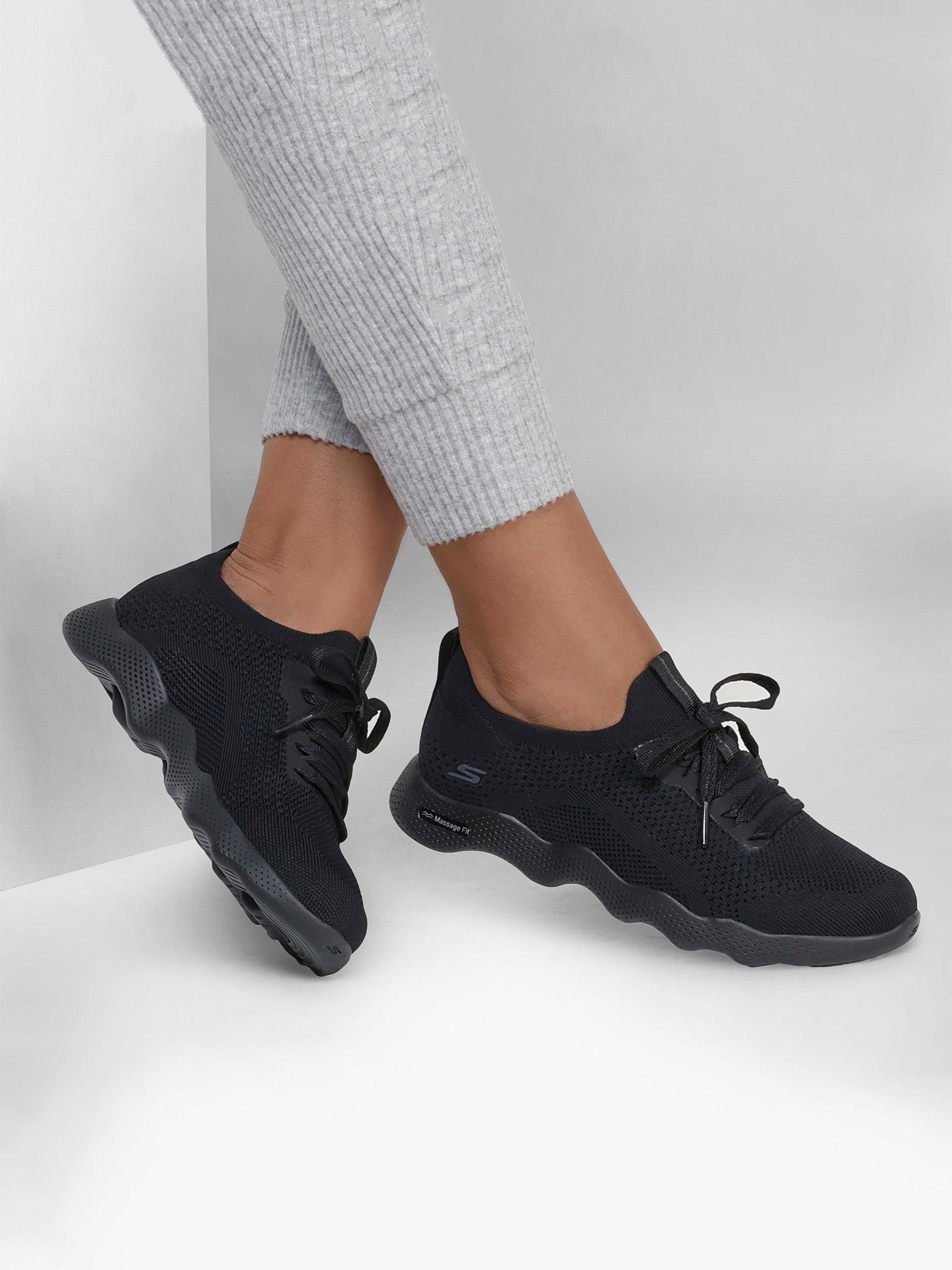 Skechers Women's Massage Fit Lite - Intrigue Shoes #color_Black