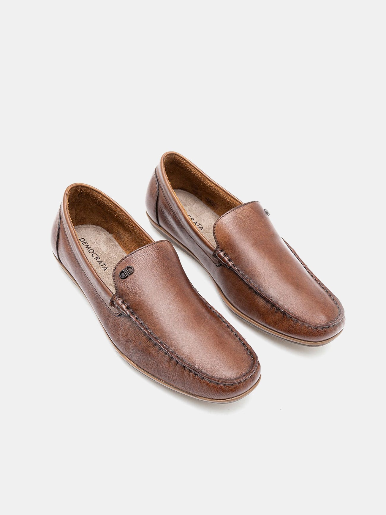 Democrata Men's Denim Moccasin Tag Shoes #color_Tan