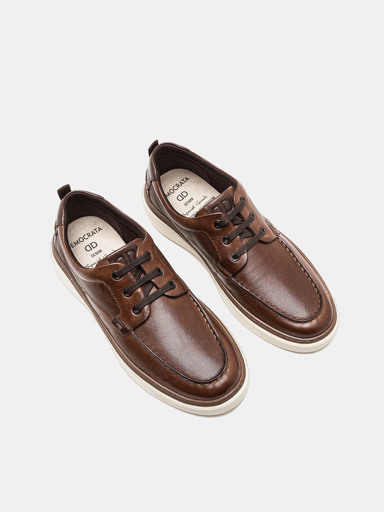 Democrata Men's Denim Clash Sneakers #color_Brown