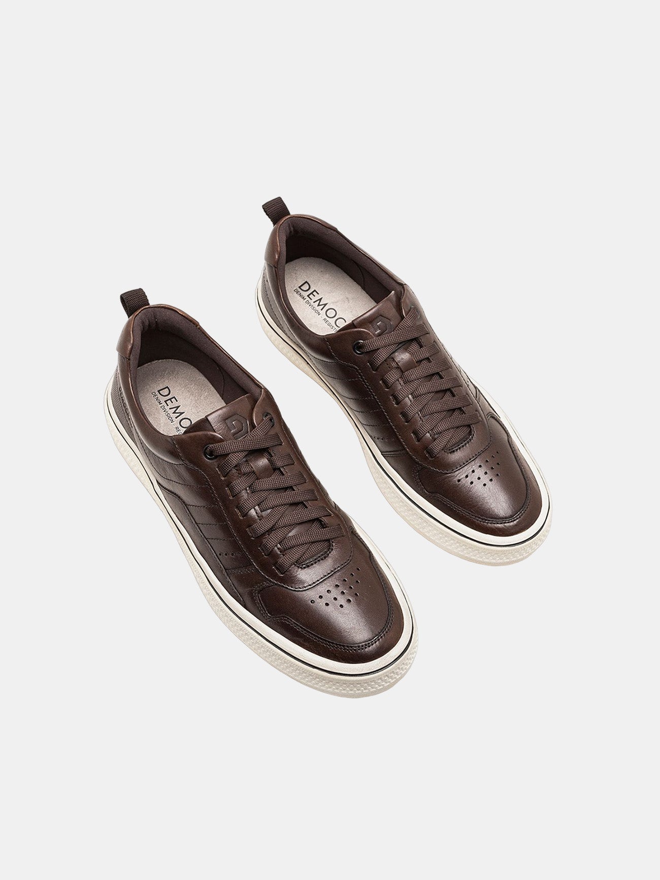 Democrata Men's Denim Fender Leather Sneakers #color_Brown