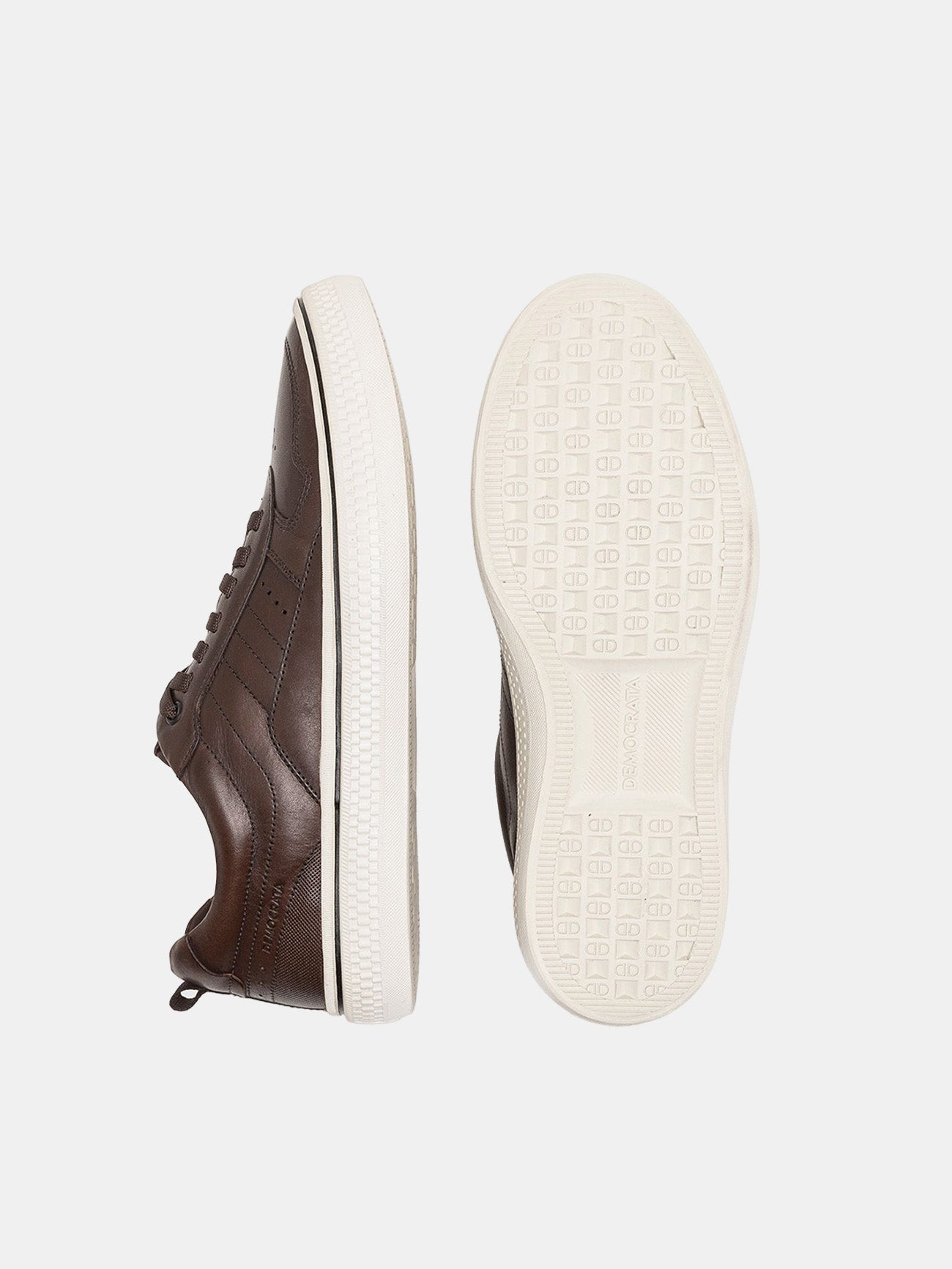 Democrata Men's Denim Fender Leather Sneakers #color_Brown