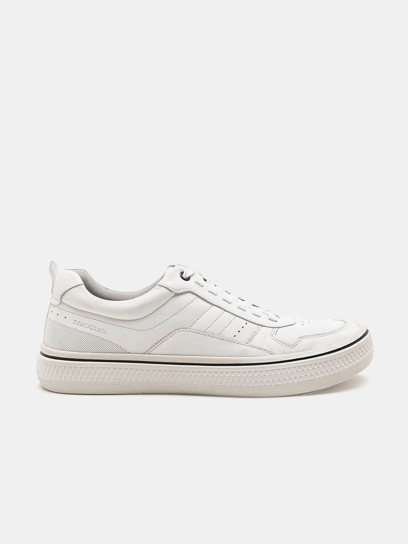 Democrata Men's Denim Fender Leather Sneakers #color_White