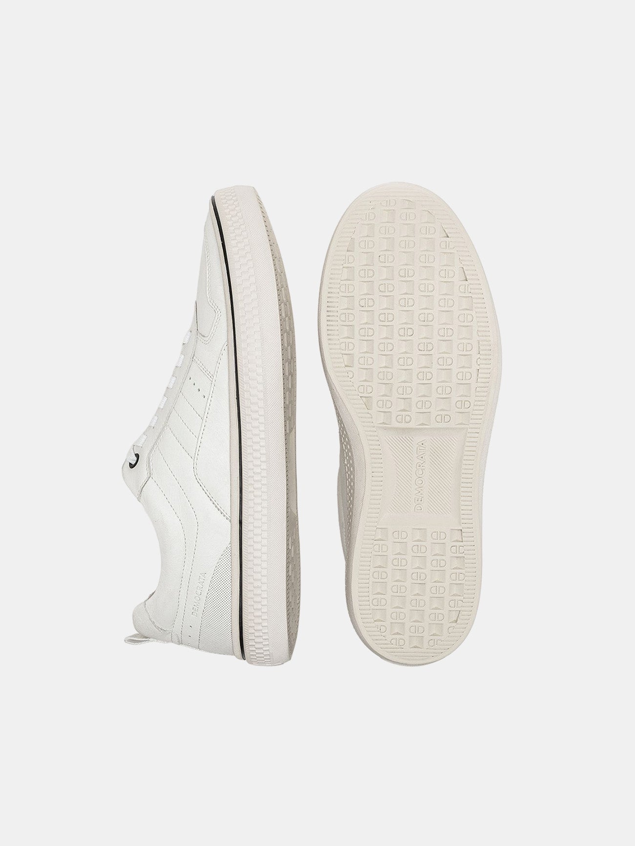 Democrata Men's Denim Fender Leather Sneakers #color_White