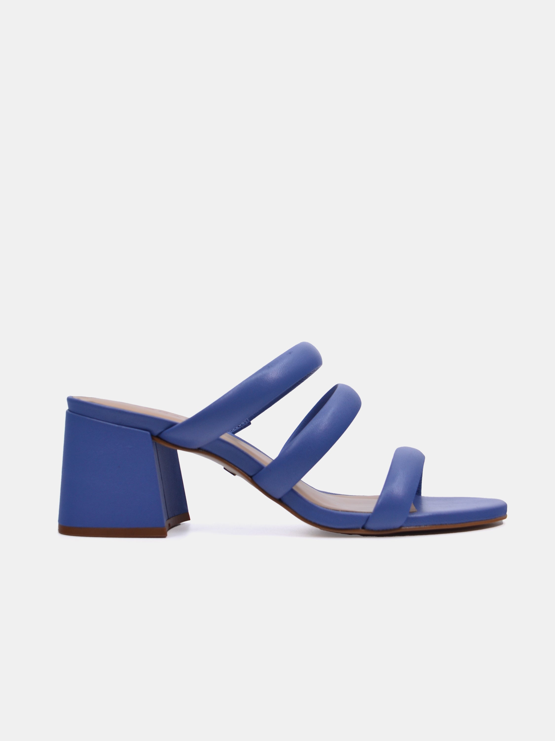 Carrano Women's Open Triple Straps Block Heel Leather Sandals #color_Blue