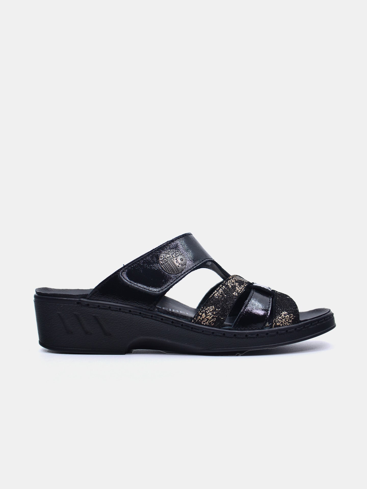 Josef Seibel 08809AR Women's Slider Sandals #color_Black / Gold