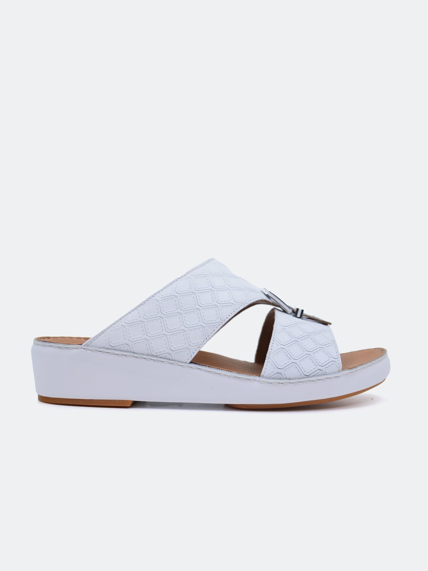 Barjeel Uno B-11 Men's Arabic Sandals #color_White
