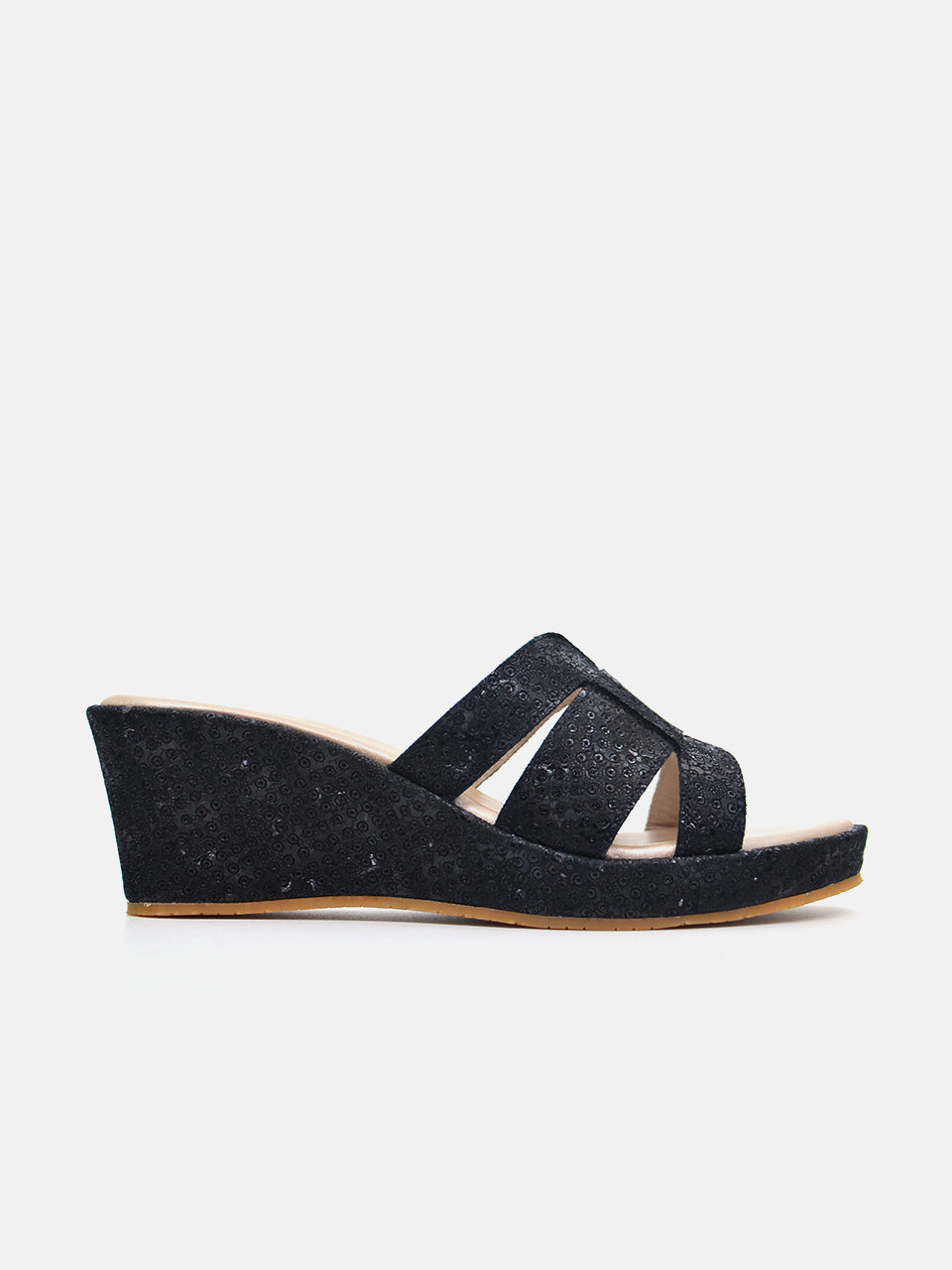 Michelle Morgan MM-301 Women's Wedge Sandals #color_Black