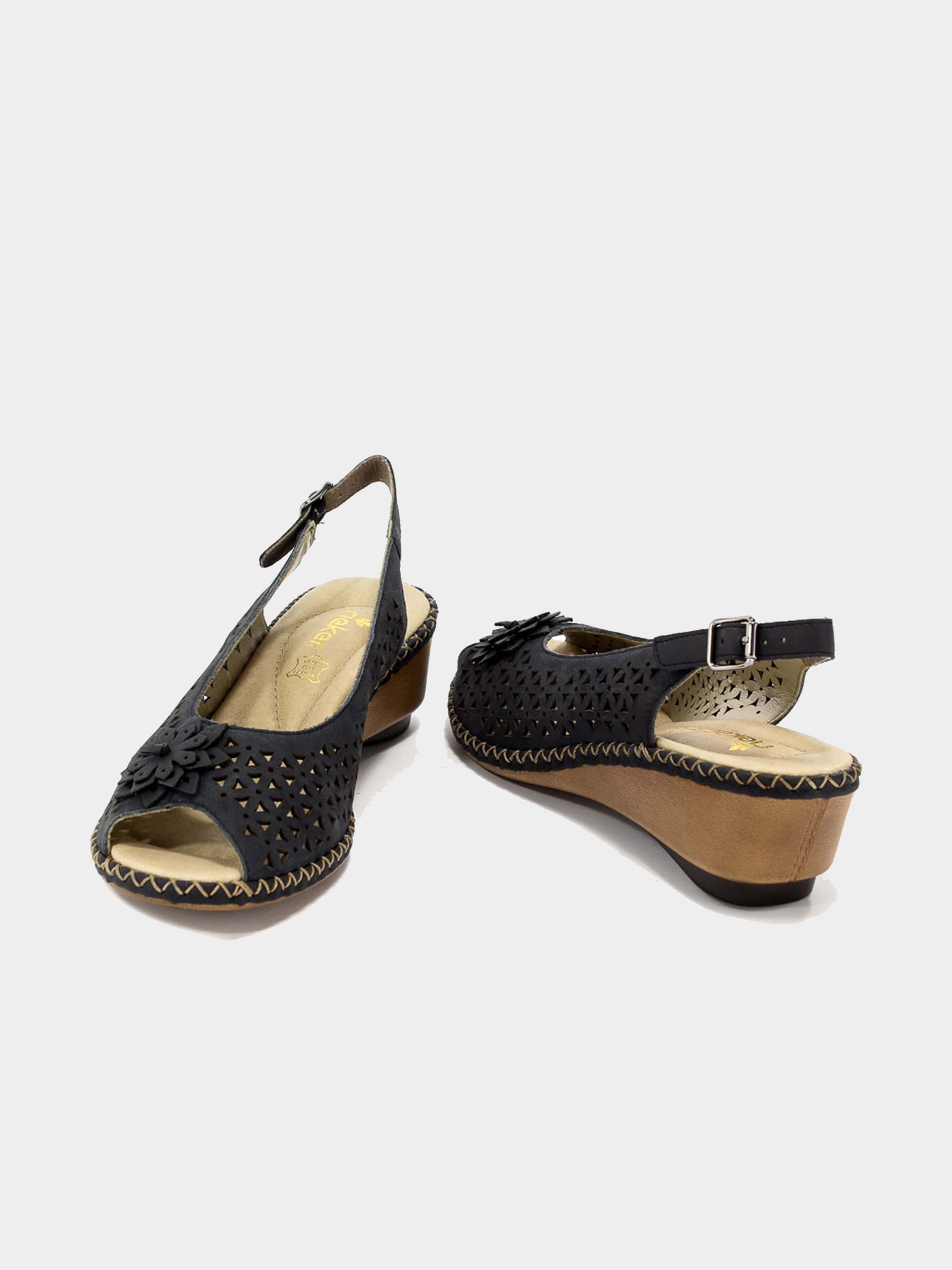 Rieker 66156 Women Alena Back Strap Sandals #color_Blue