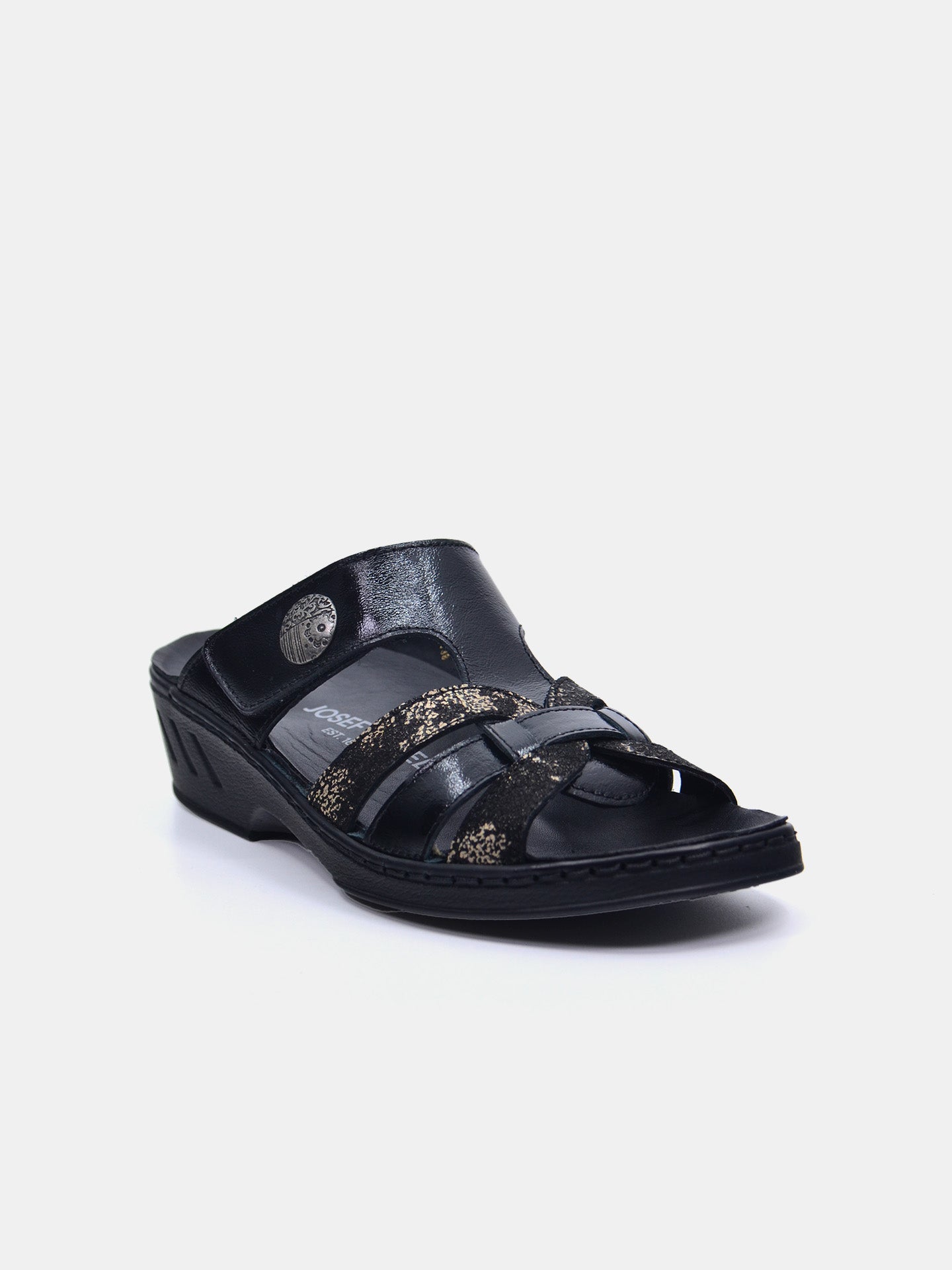 Josef Seibel 08809AR Women's Slider Sandals #color_Black / Gold