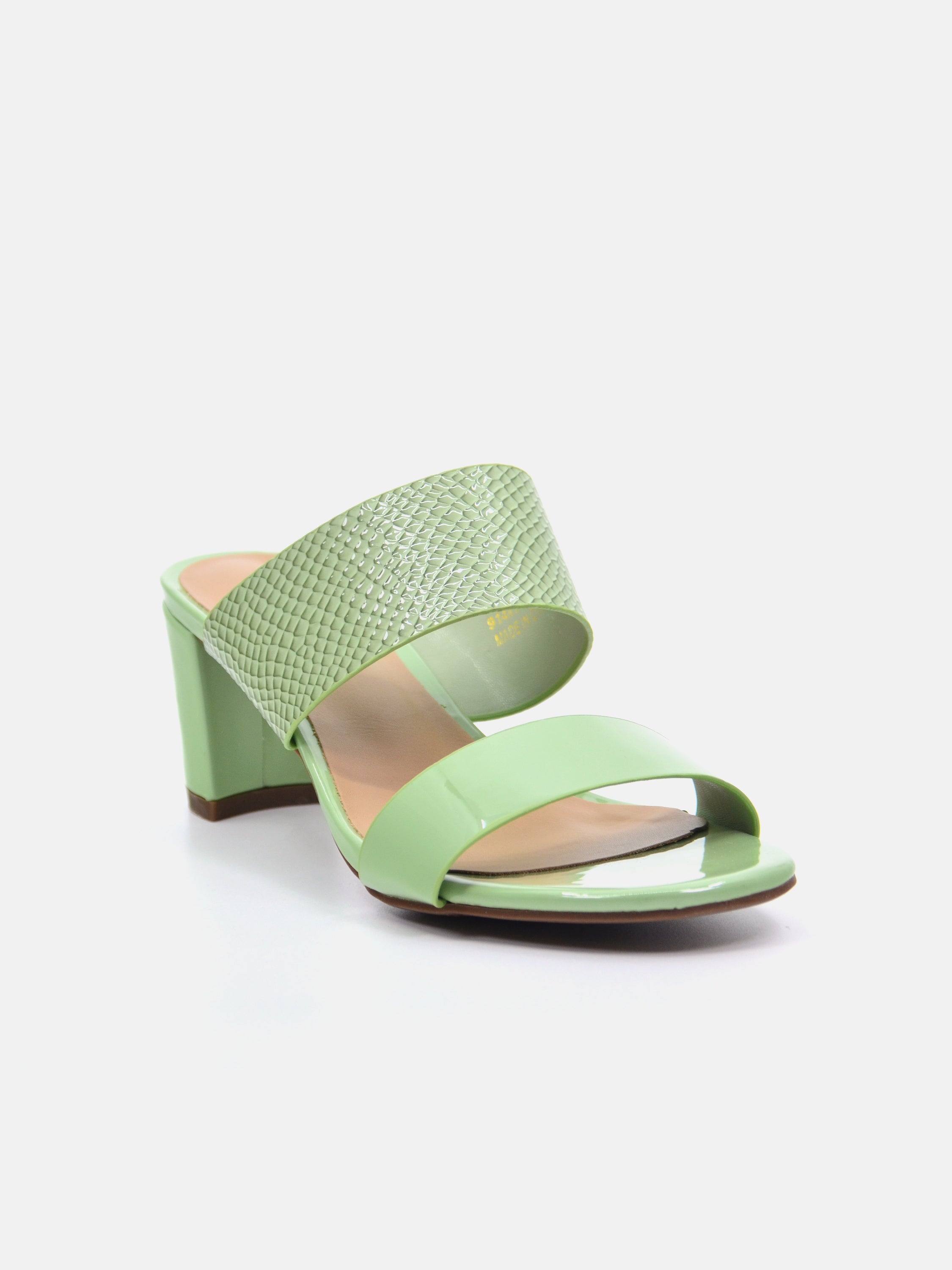 Michelle Morgan 914RJ192 Women's Checked Patent Heeled Sandals #color_Green