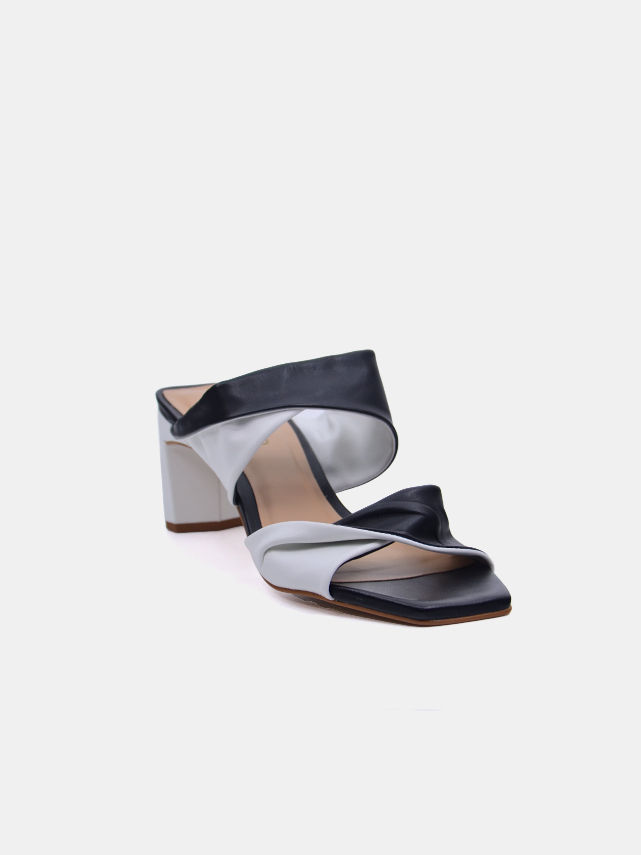 Carrano Women's Duo Twist Middle Leather Sandals #color_Black