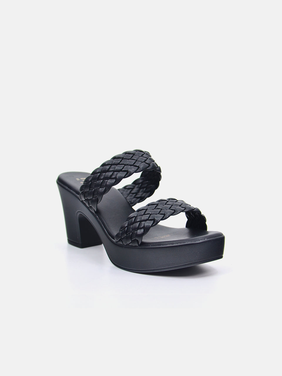 Michelle Morgan 114RJ85E Women's Braided Strap Sandals #color_Black