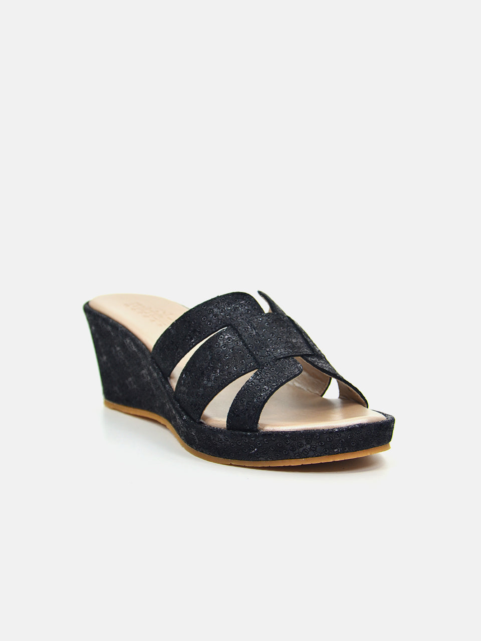 Michelle Morgan MM-301 Women's Wedge Sandals #color_Black