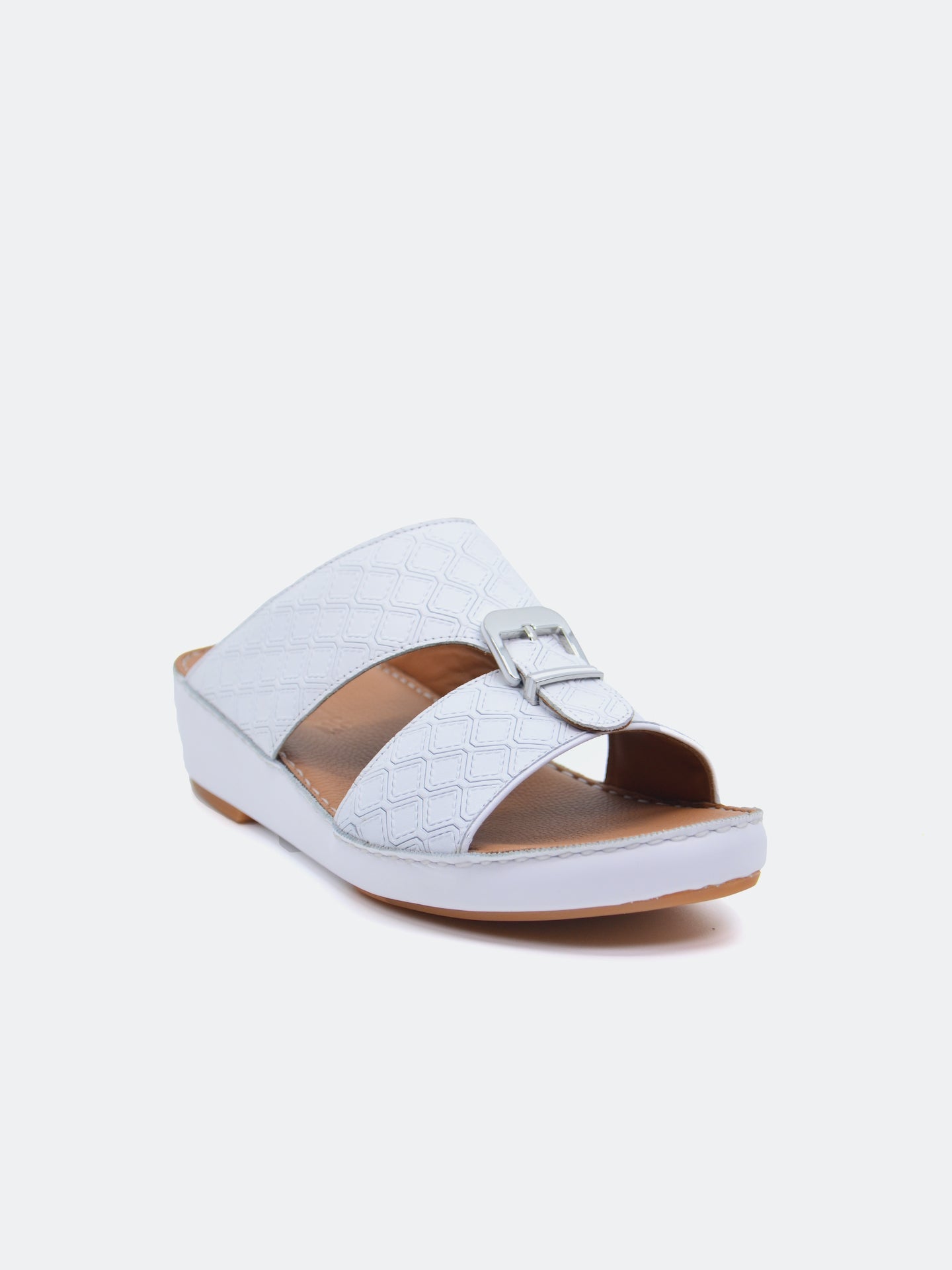Barjeel Uno B-11 Men's Arabic Sandals #color_White