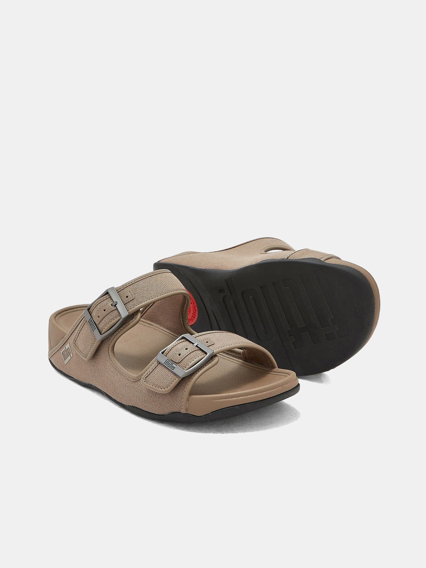 Fitflop Men's Gogh Moc Buckle Canvas Slides #color_Gray