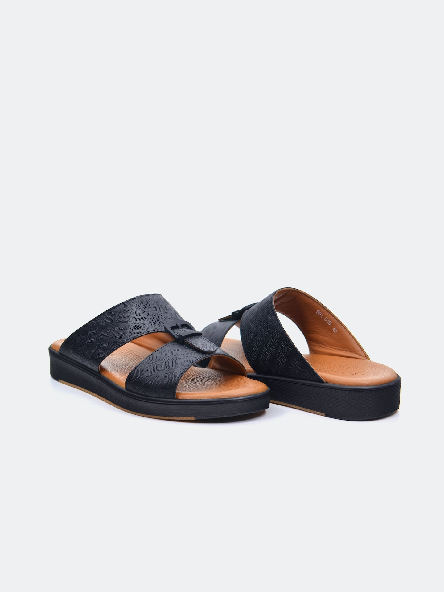Barjeel Uno SP1-018 Men's Arabic Sandals #color_Black