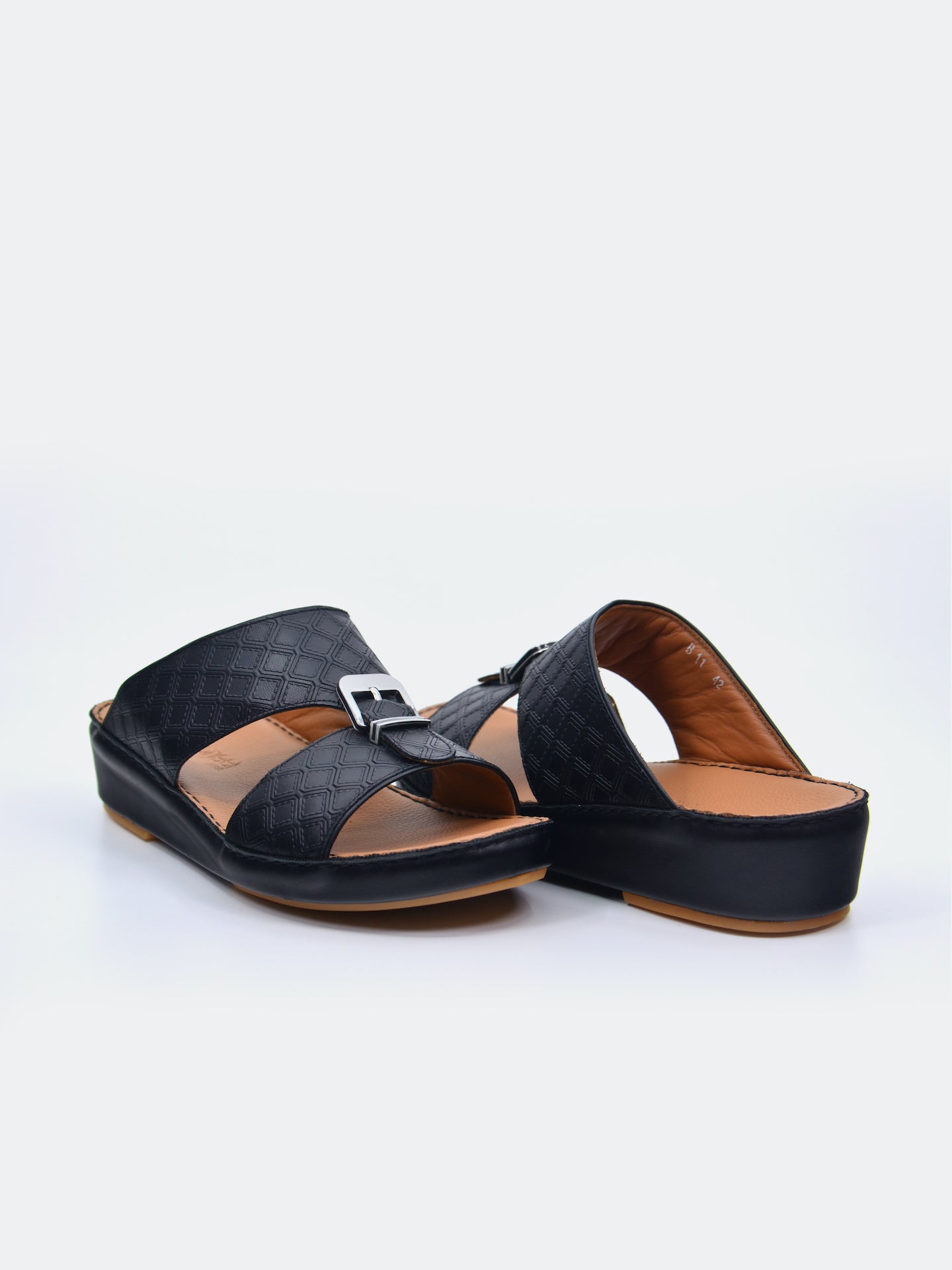 Barjeel Uno B-11 Men's Arabic Sandals #color_Black