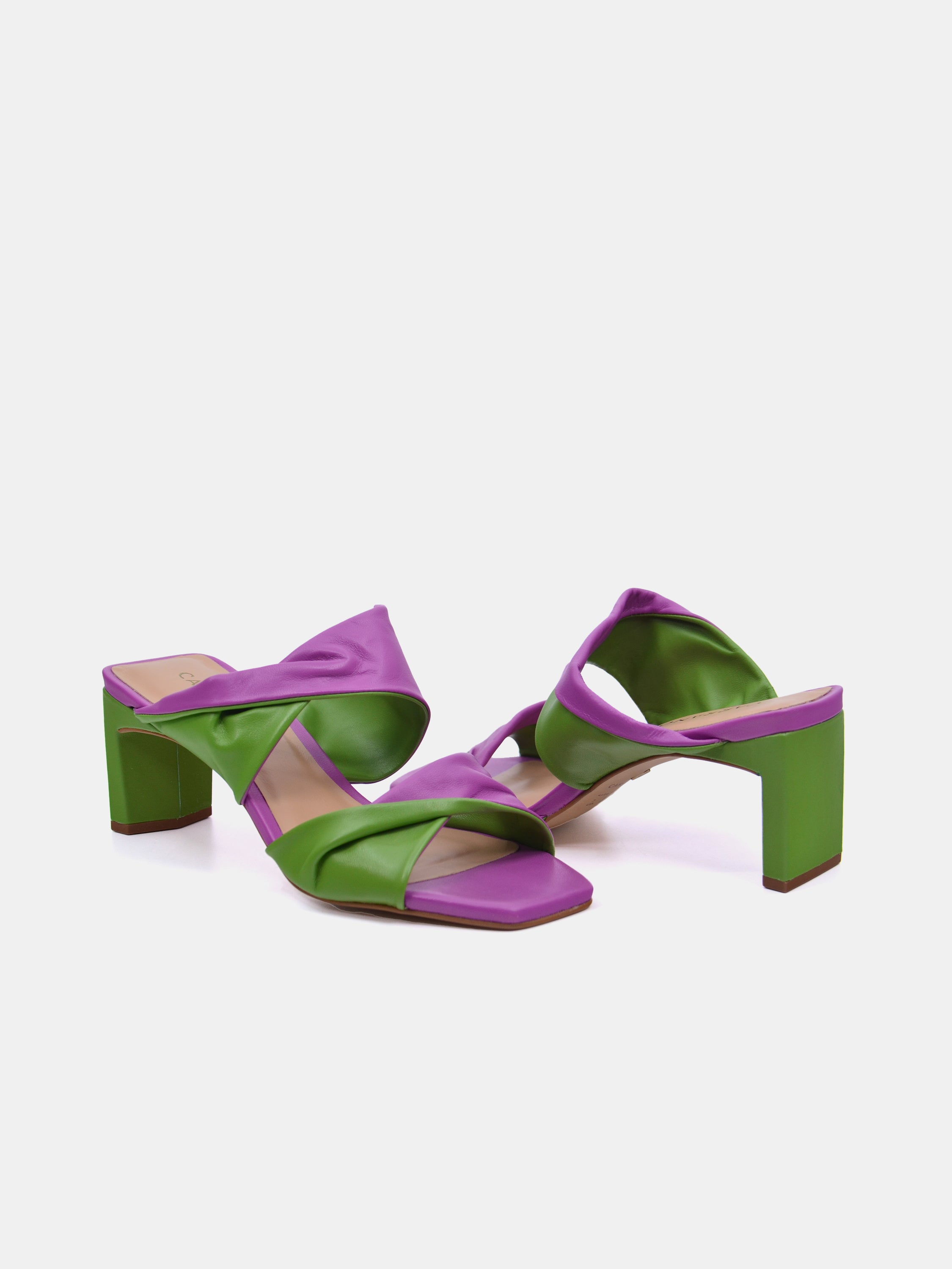 Carrano Women's Duo Twist Middle Leather Sandals #color_Green
