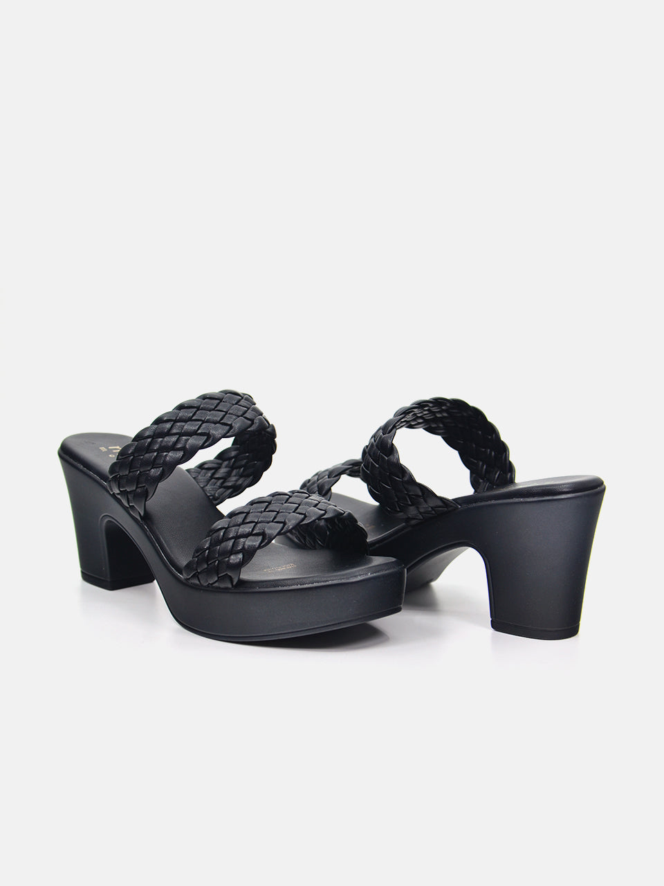 Michelle Morgan 114RJ85E Women's Braided Strap Sandals #color_Black