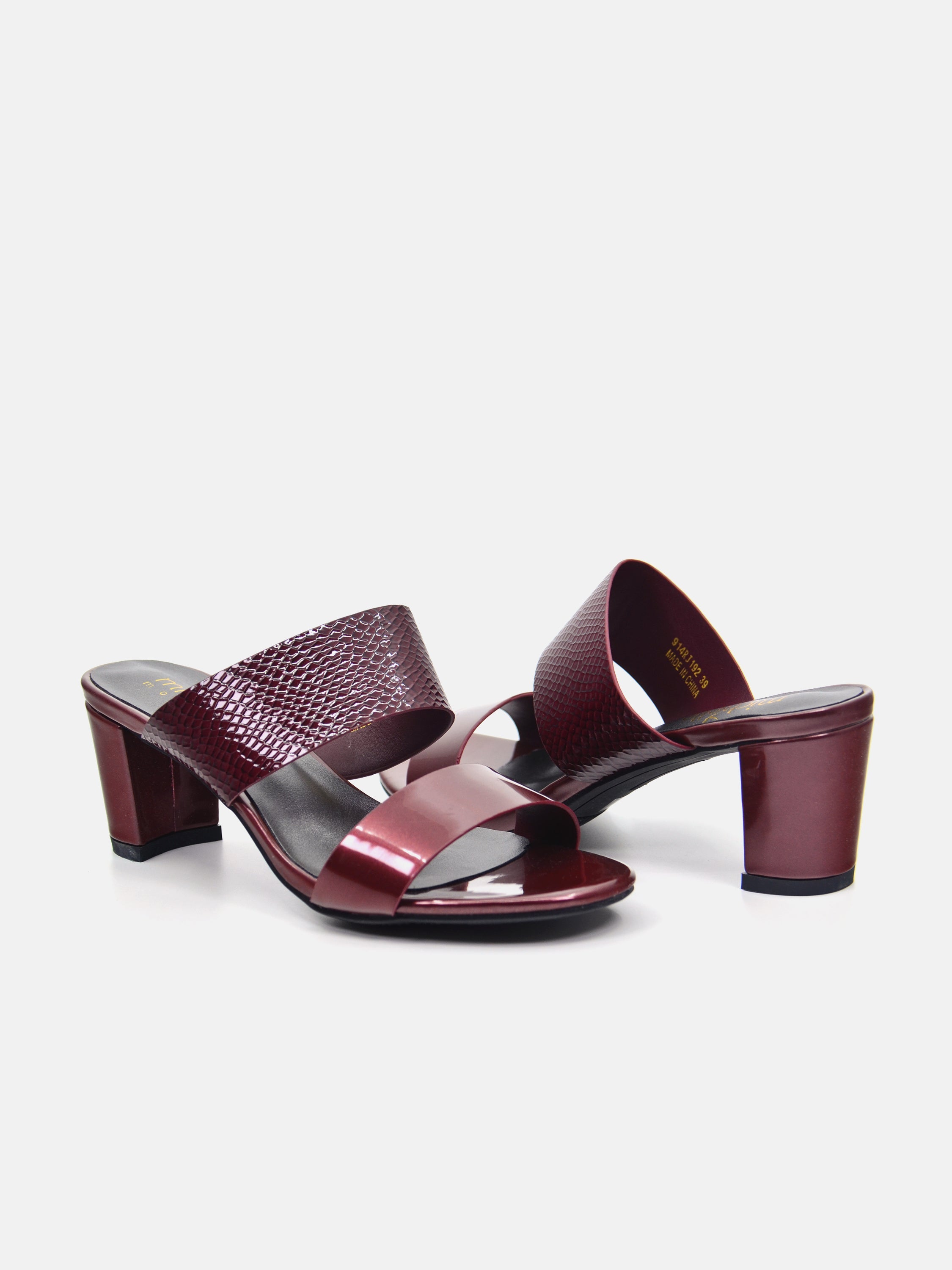 Michelle Morgan 914RJ192 Women's Checked Patent Heeled Sandals #color_brown