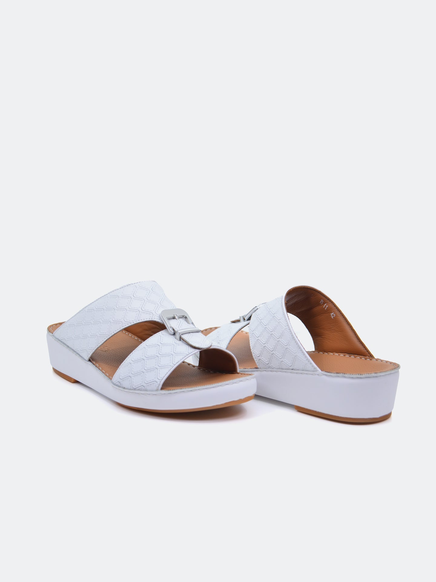 Barjeel Uno B-11 Men's Arabic Sandals #color_White