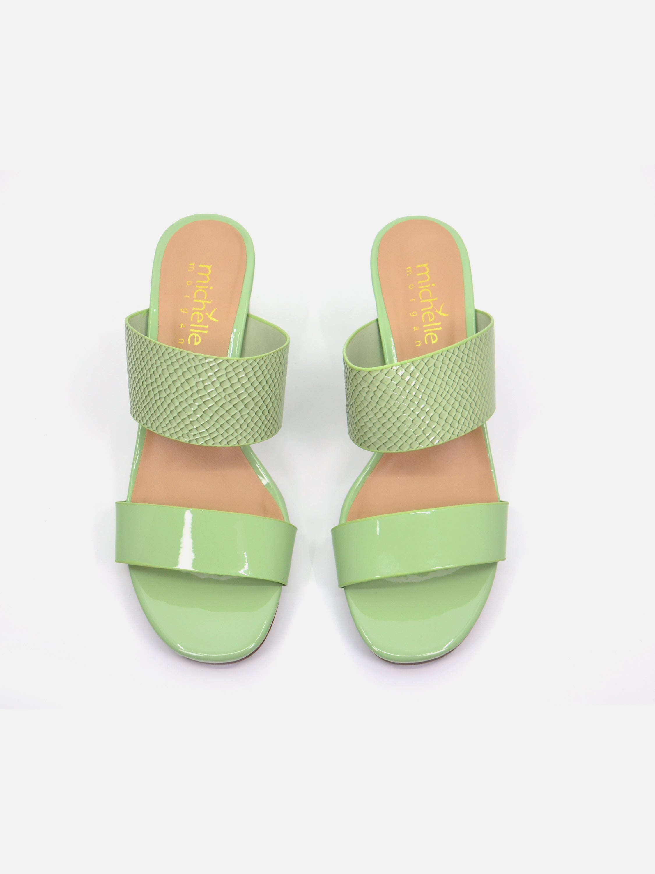 Michelle Morgan 914RJ192 Women's Checked Patent Heeled Sandals #color_Green