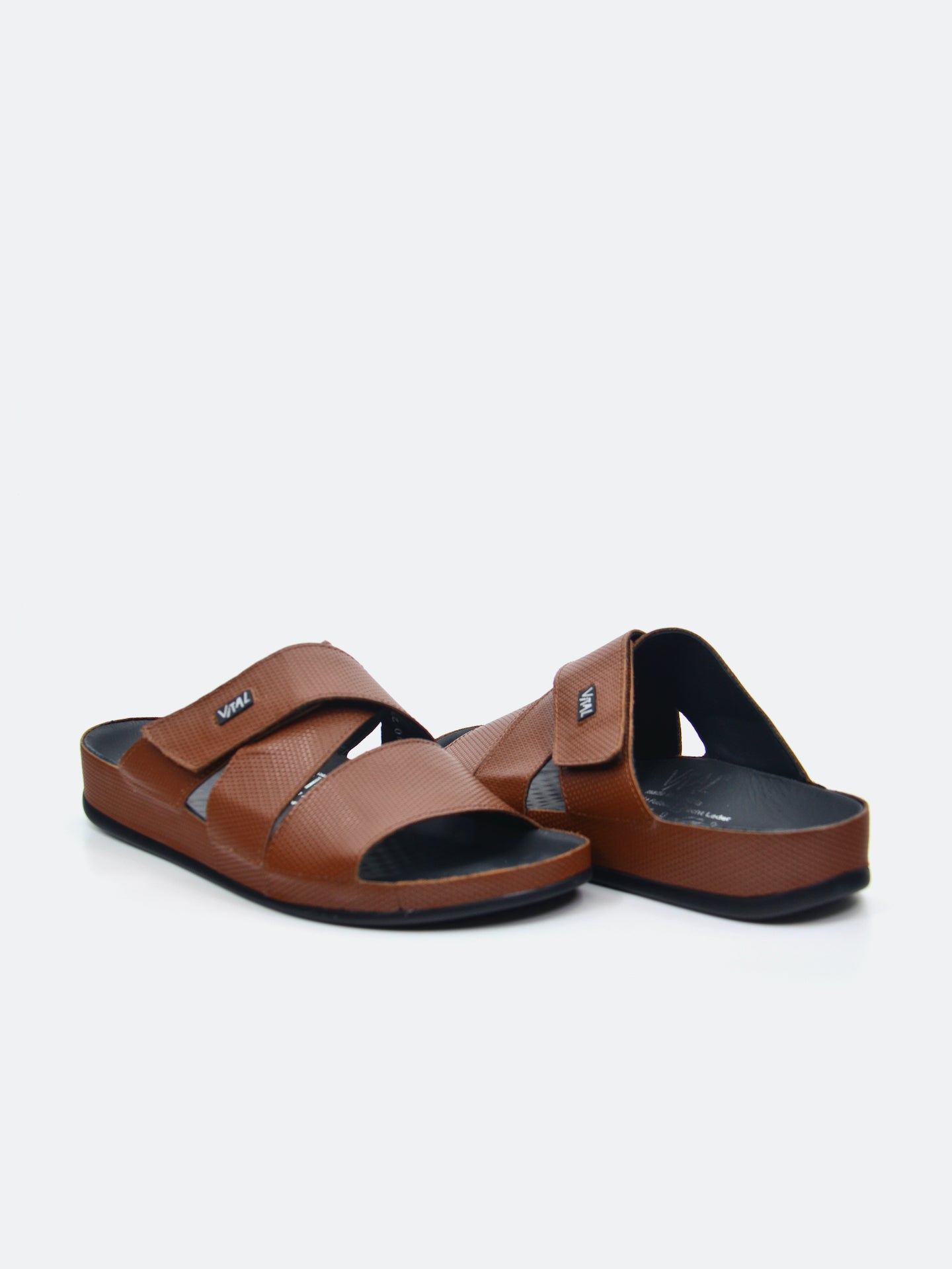 Vital 09080S Men's Slider Sandals #color_Brown